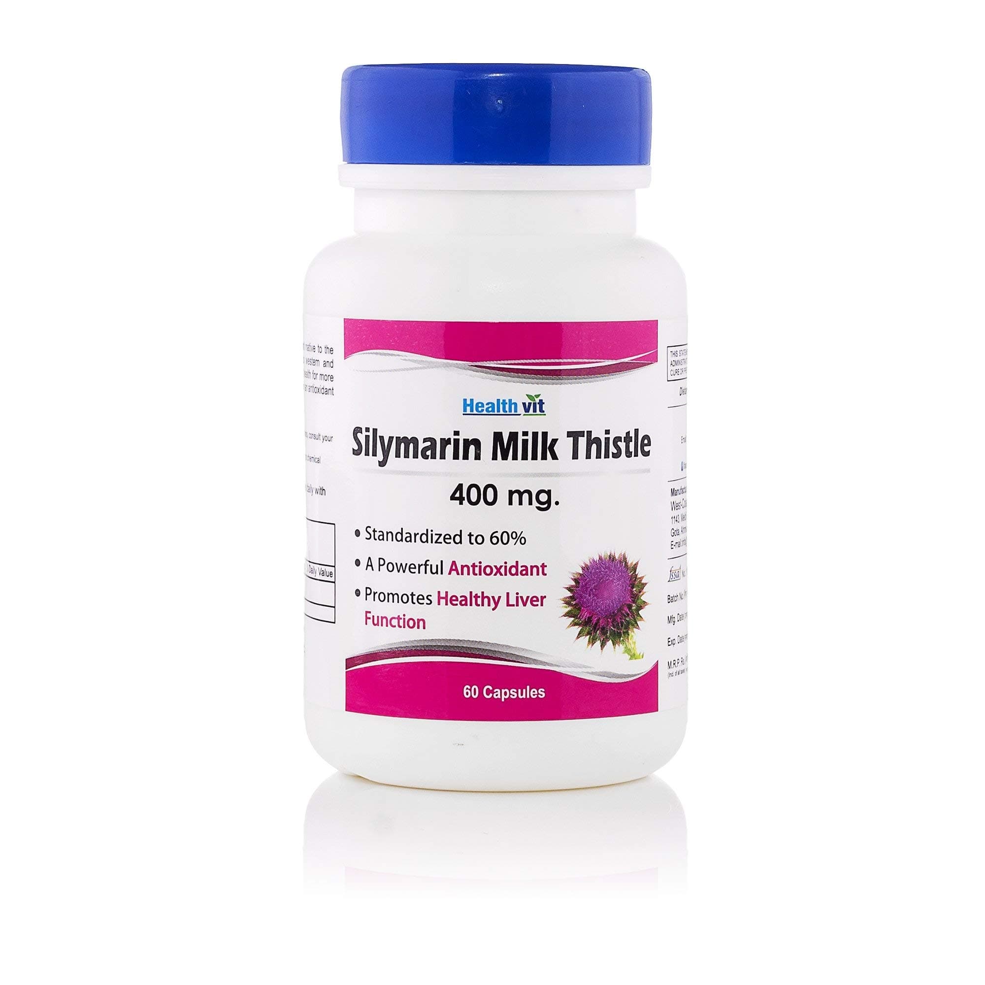 Healthvit Silymarin Milk Thistle Standardized for Liver Function ?400mg? ?60 Capsules