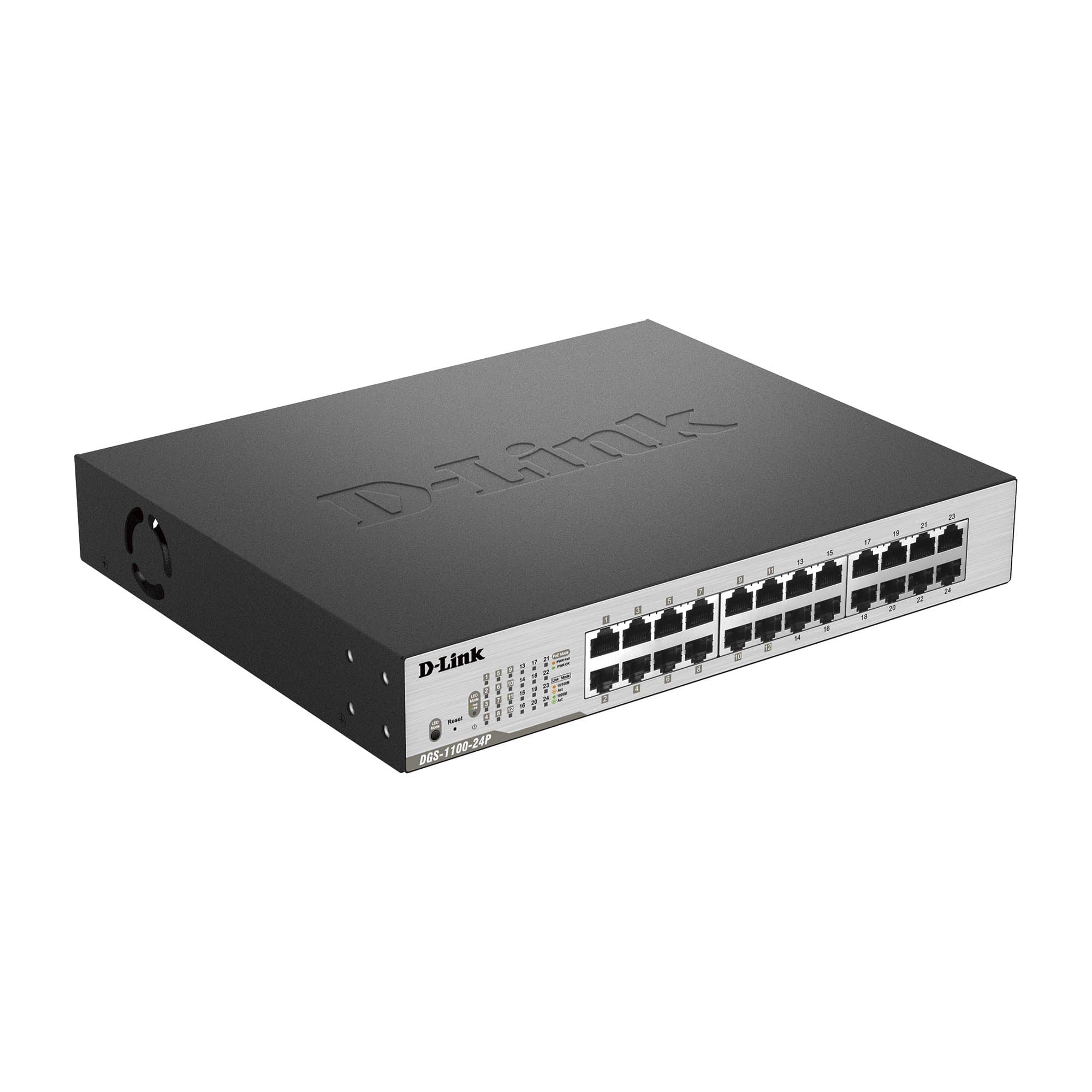 D-Link DGS-1100-24P 24-Port Gigabit Smart Switch (24 x 10/100/1000 Mbit/s, davon 12 Ports-PoE) schwarz