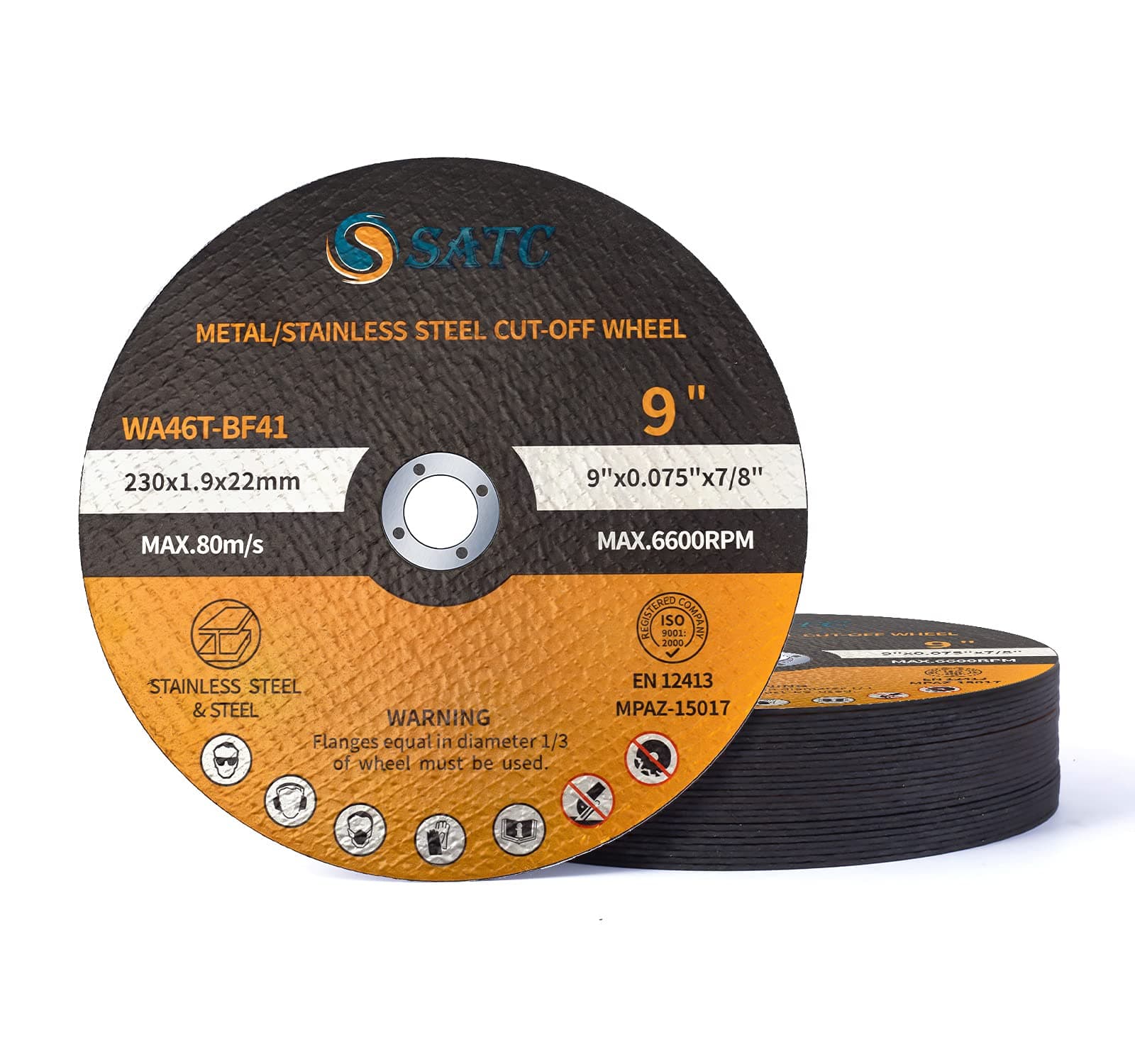 S SATC 25 PCS Cut Off Wheels 9” x .075” x 7/8” Cutting Wheel Die Grinder Cut Off Blades Fits Angle Grinder Air Tool