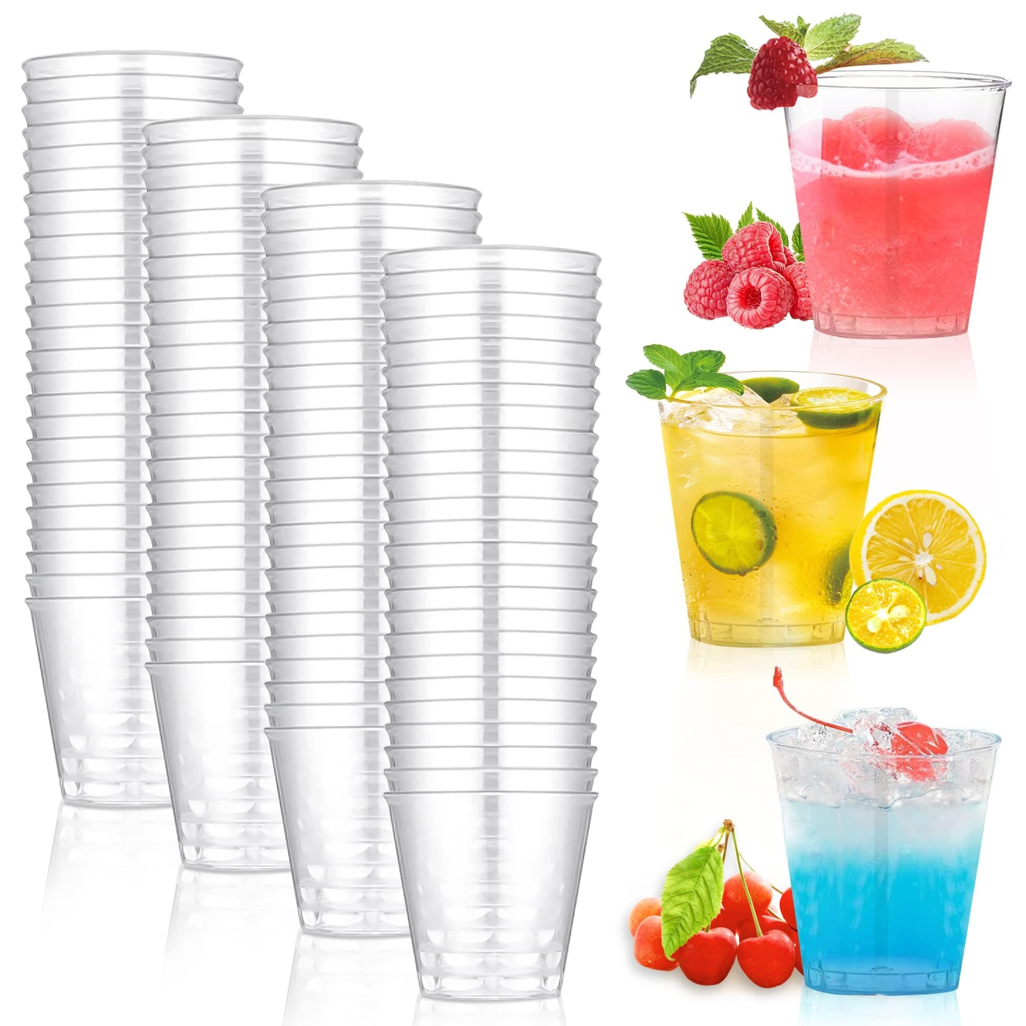 BIGTHREEPlastic Cups, 50 Pcs Crystal Clear Shot Cups, 30ml Disposable Cups, Party Essentials Cocktail Party Cups, Drink Cups for Cocktail Champagne Beer Martini Soda Dessert (30ML)