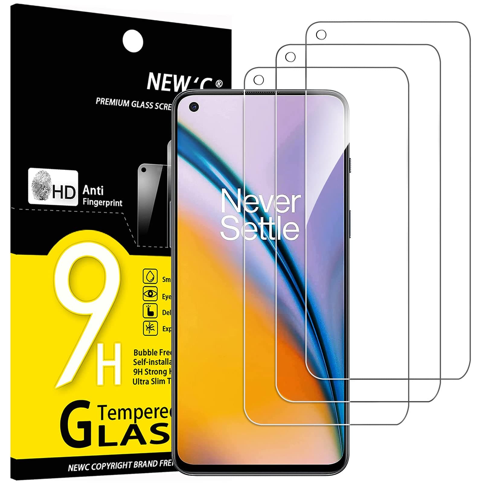 3 Pack Designed for OnePlus Nord 2 5G, OnePlus Nord 2T 5G Screen Protector Tempered Glass, Case Friendly Anti Scratch Bubble Free Ultra Resistant