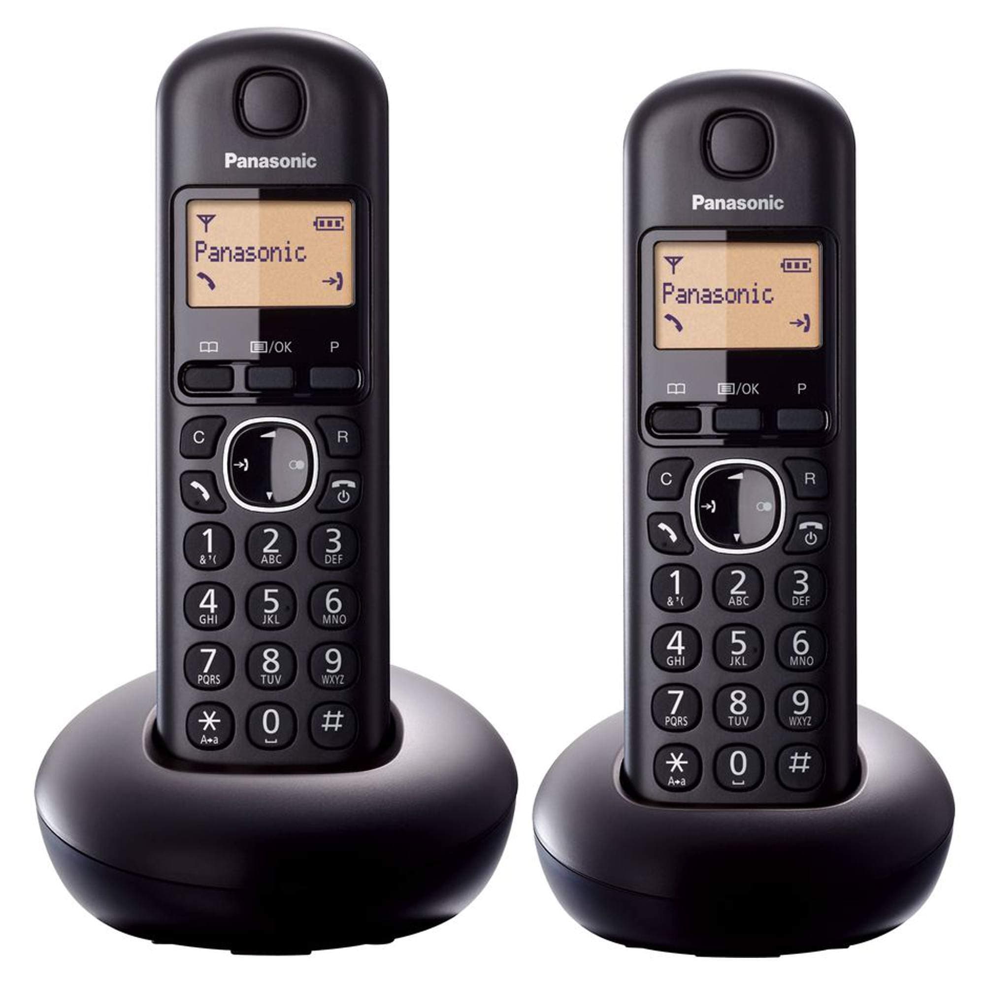 Panasonic Kx-Tgc212Eb Digital Cordless Phone With Lcd Display (Two Handset Pack) - Black
