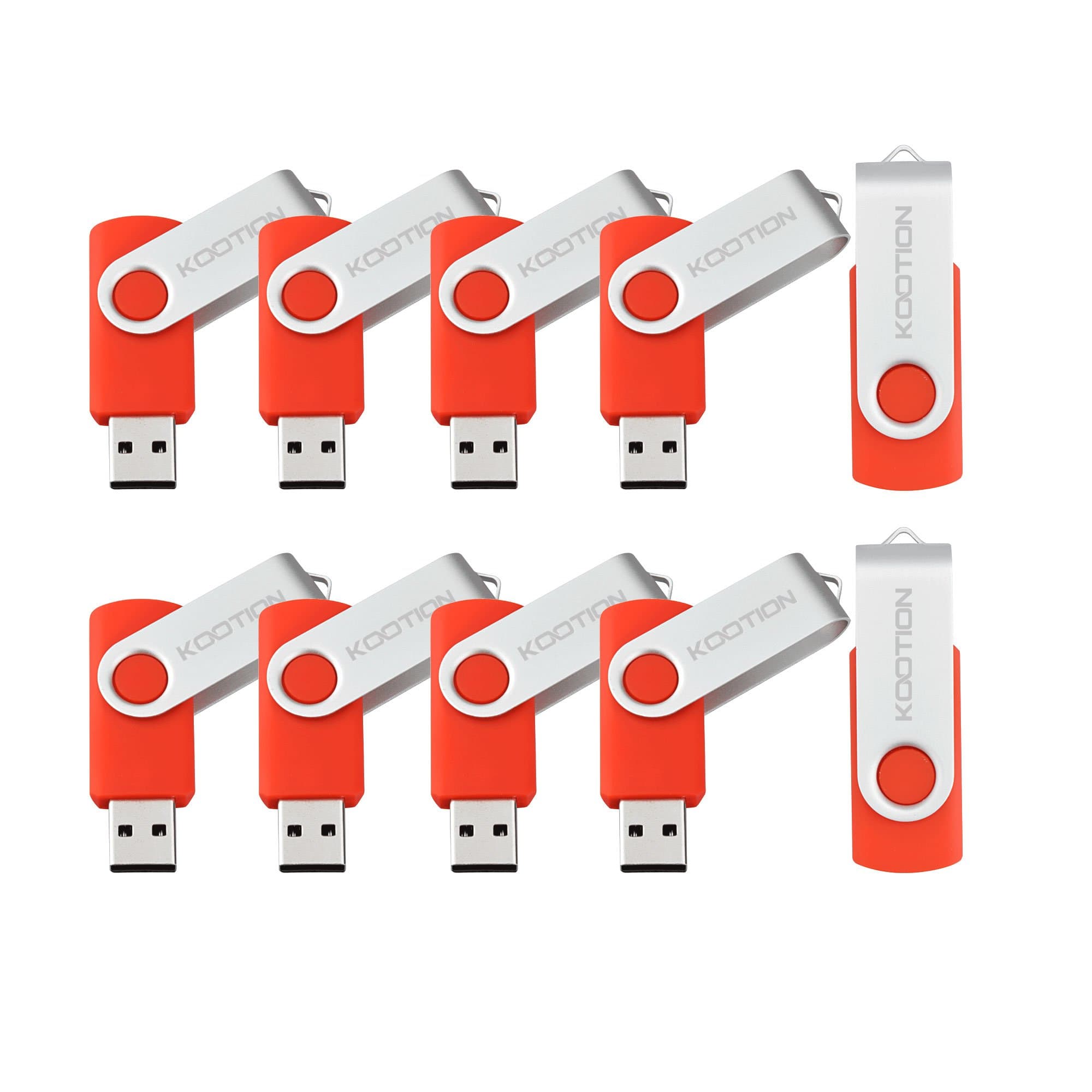 KOOTION10pcs 8GB Red USB 2.0 Flash Drive Thumb Stick Flash Memory Drive Swivel Pen Drive 【Ships from USA】