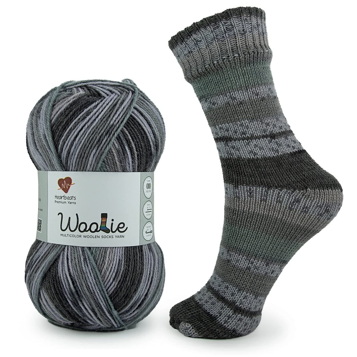 Woolie is a Perfect Multicoloured Yarn for Socks! A Premium Rich Blend of Machine Washable Wool. Pack of 2-50gm Each. Shade no - WLM07