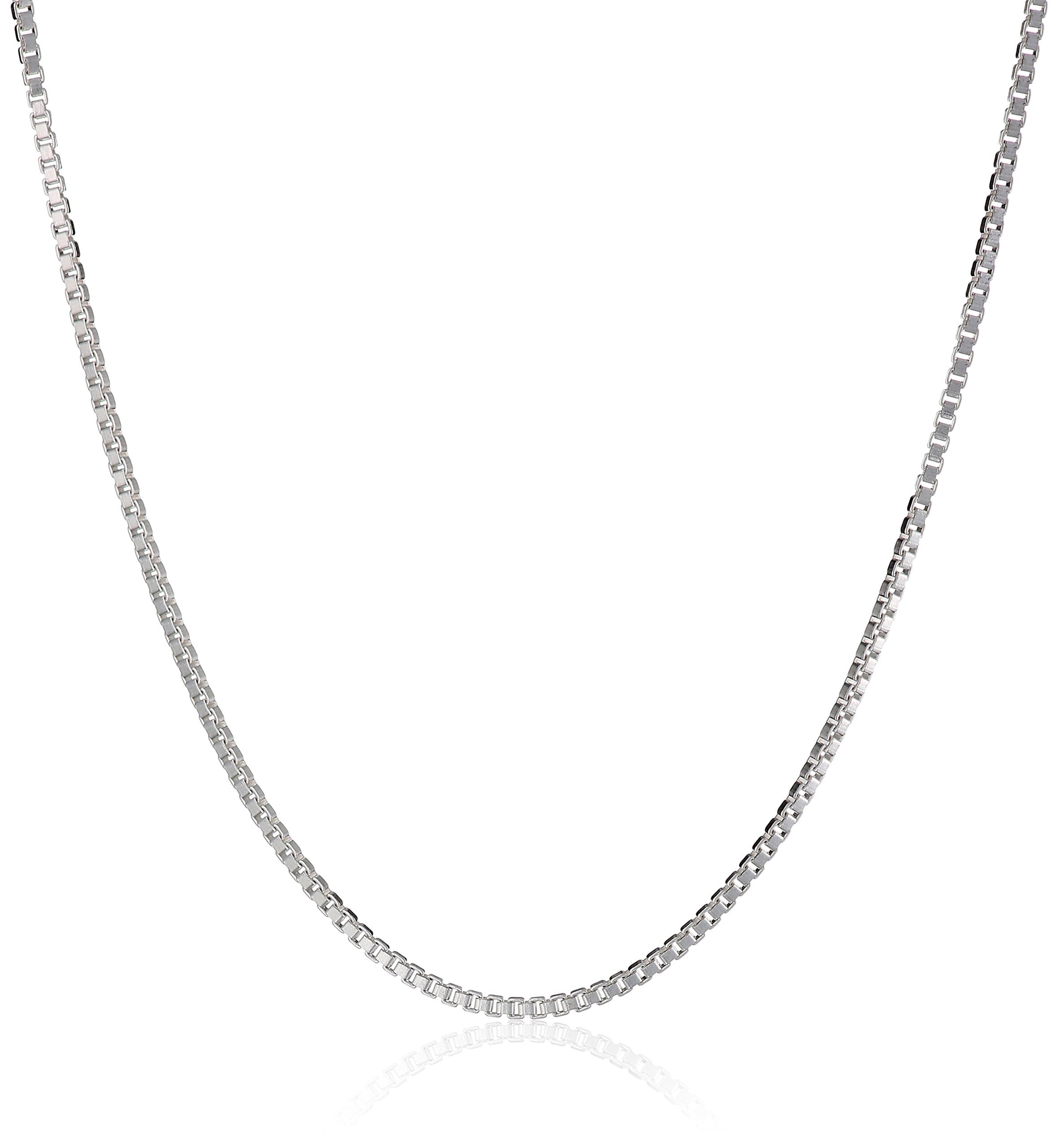 Sabrina SilverSterling Silver Box Chain Necklace 0.8mm Very Thin Nickel Free Italy, Sizes 7-30 inch