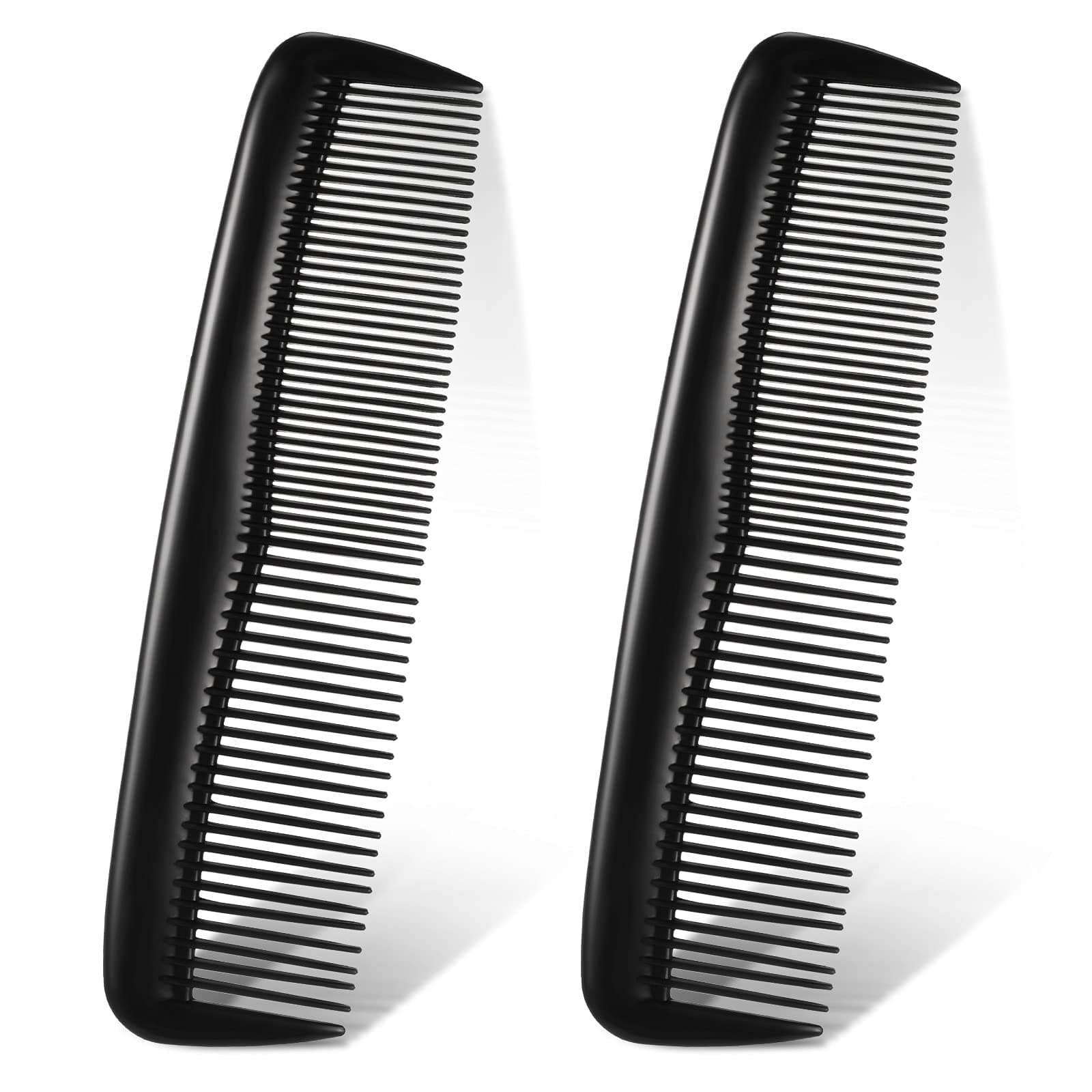 2 Pieces Pocket Plastic Hair Combs Black and Standard Tooth Cutting Fine Dressing Comb Hairdressing Styling Combs for Women Men Hairdressing Barber Salon Care Tool