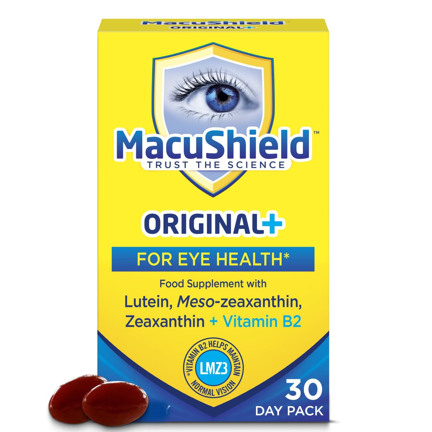 Original Plus Capsules - 30-Day Pack, Eye Health Supplement* with Lutein Zeaxanthin and Meso-Zeaxanthin + Vitamin B2 (Riboflavin) which Helps Maintain Normal Vision