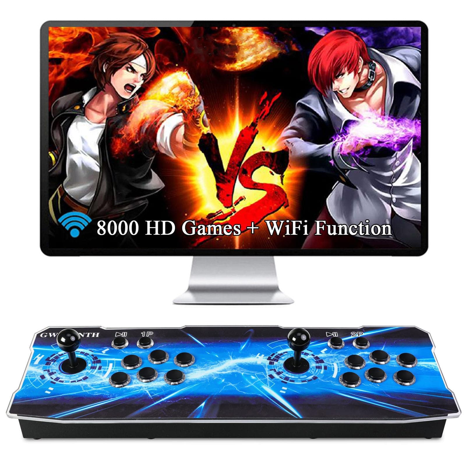 GWALSNTH 3D Pandora Box TT Arcade Game Console, 8000 HDMI Video Games with WiFi Function, Search/Save/Hide/ Pause Games,Favorite List,Up to 4 Players ……