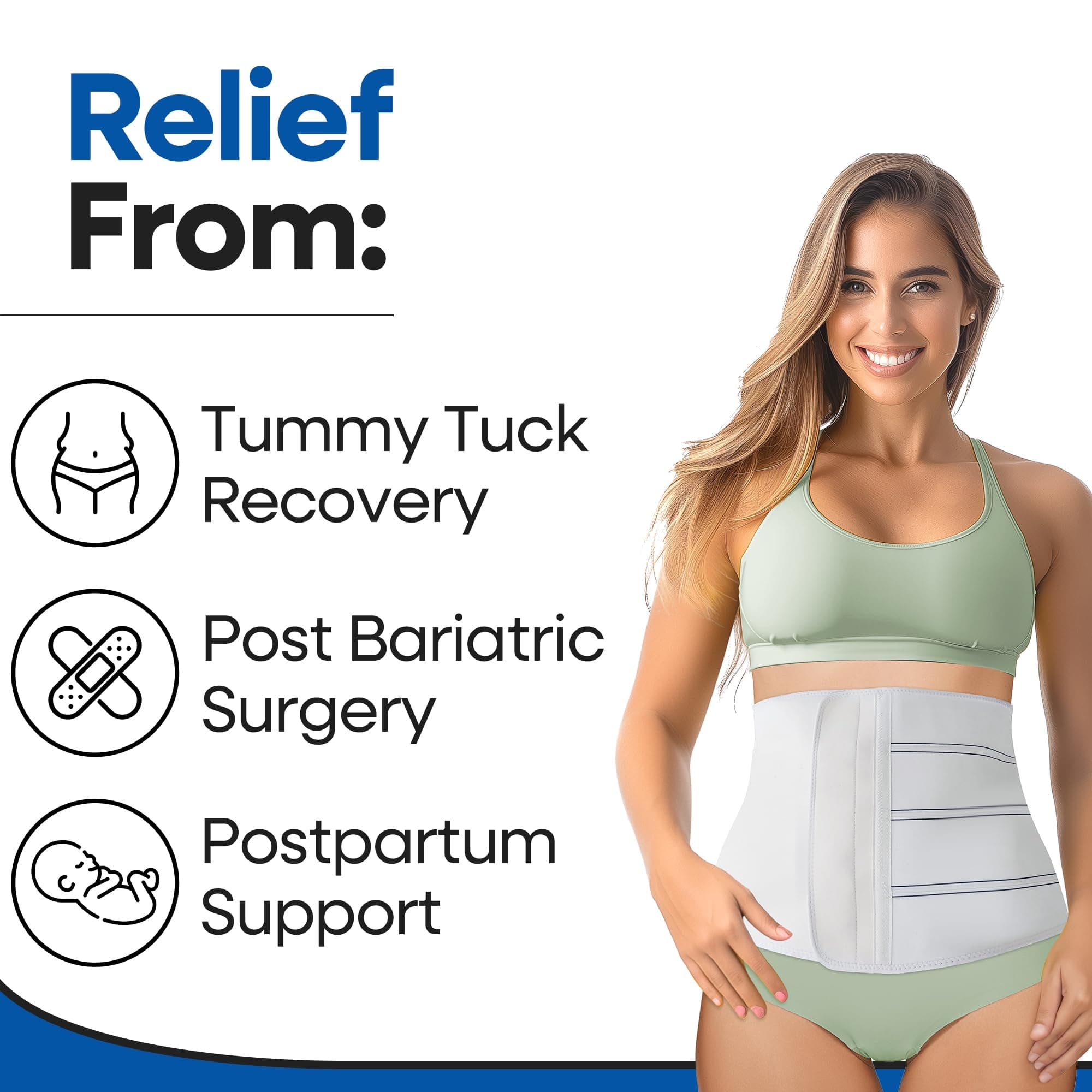 Plus Size Abdominal Binder Post Surgery Tummy Tuck | Postpartum Belly Band Wrap | C Section Belly Binder | Hysterectomy Stomach Compression Hernia Belt For Women & Men | Fajas Postparto Para Mujer |XL