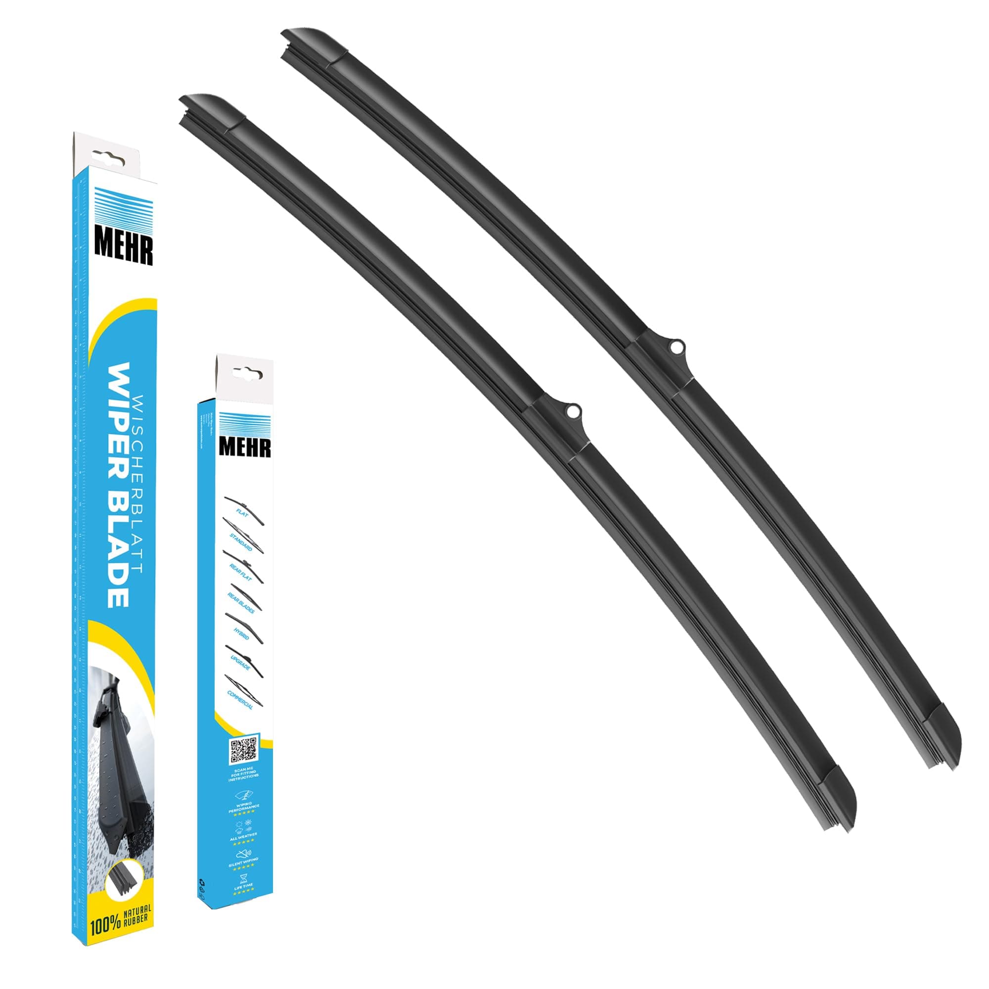 Wiper Blade Flat Front Kit Fits: Honda Civic 1.6 i-DTEC 120 MK 9 (2012-2017) -Pack of 2 (RH 26 inch & LH 18 inch)