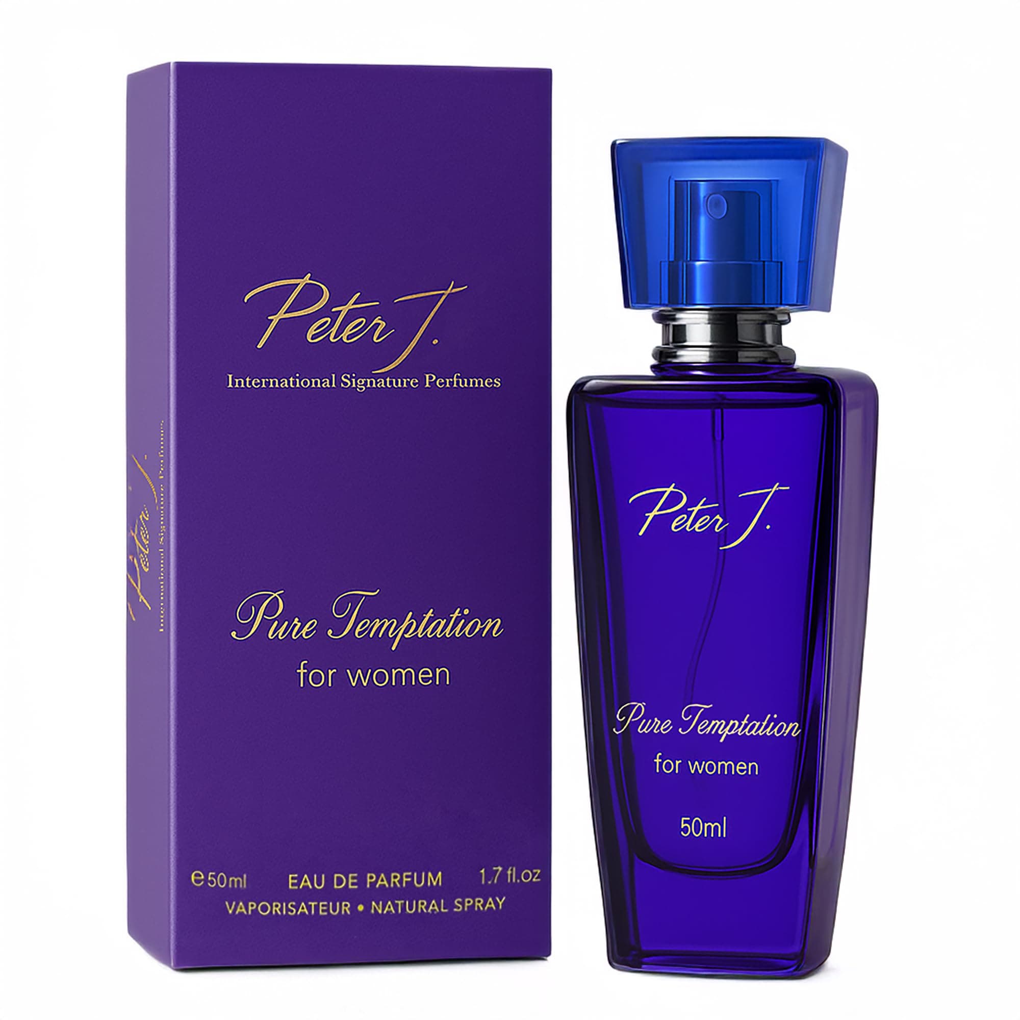 Peter J Pure Temptation Eau De Parfum 50ml | Long Lasting Luxury Perfume for Women | Sensual Floral & Spicy Scent with Jasmine, Rose, Black Pepper & Vanilla | Elegant Gift Perfume