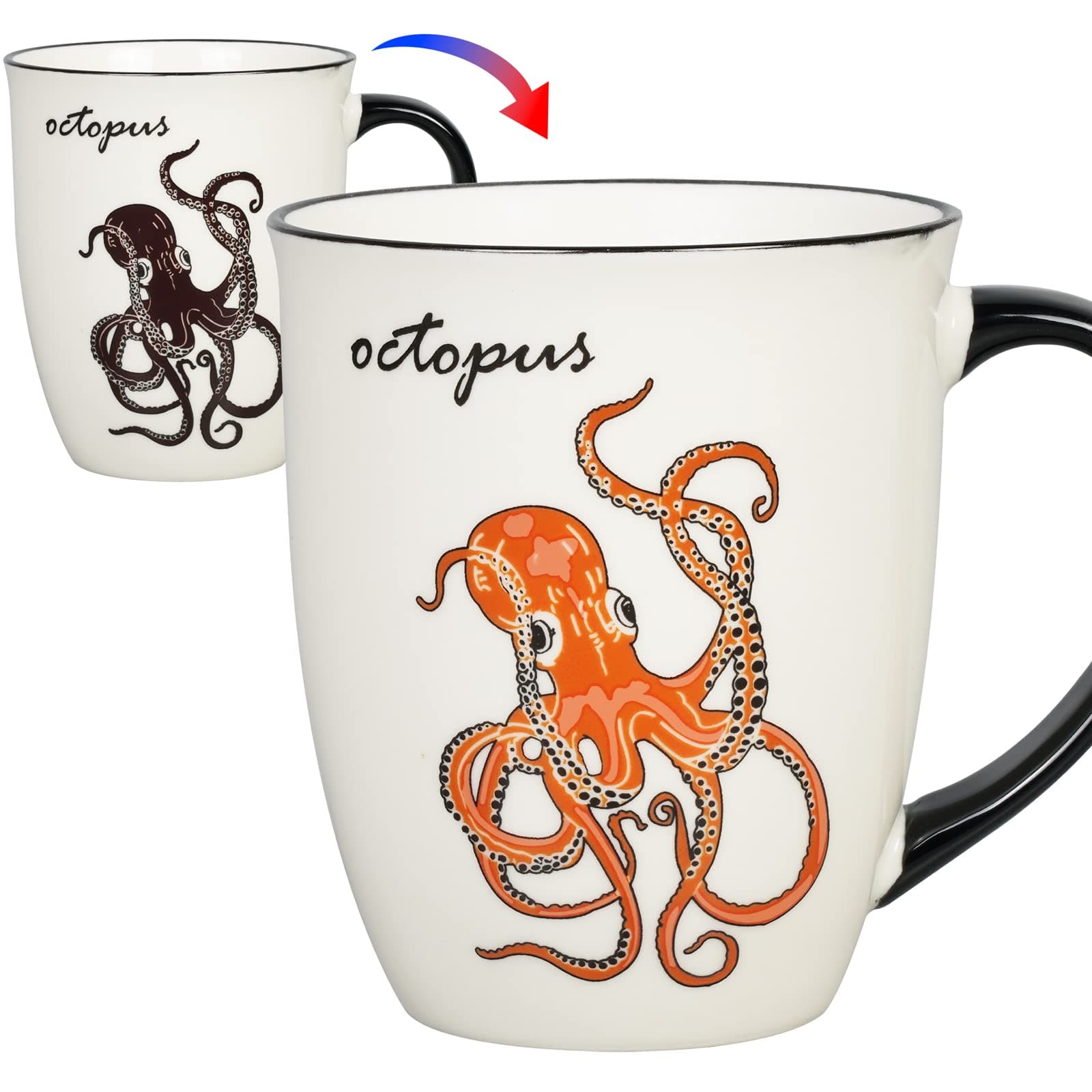 Octopus Heat Changing Coffee Mug Cool Color Changing Mug Christmas Birthday Gifts for Men Women