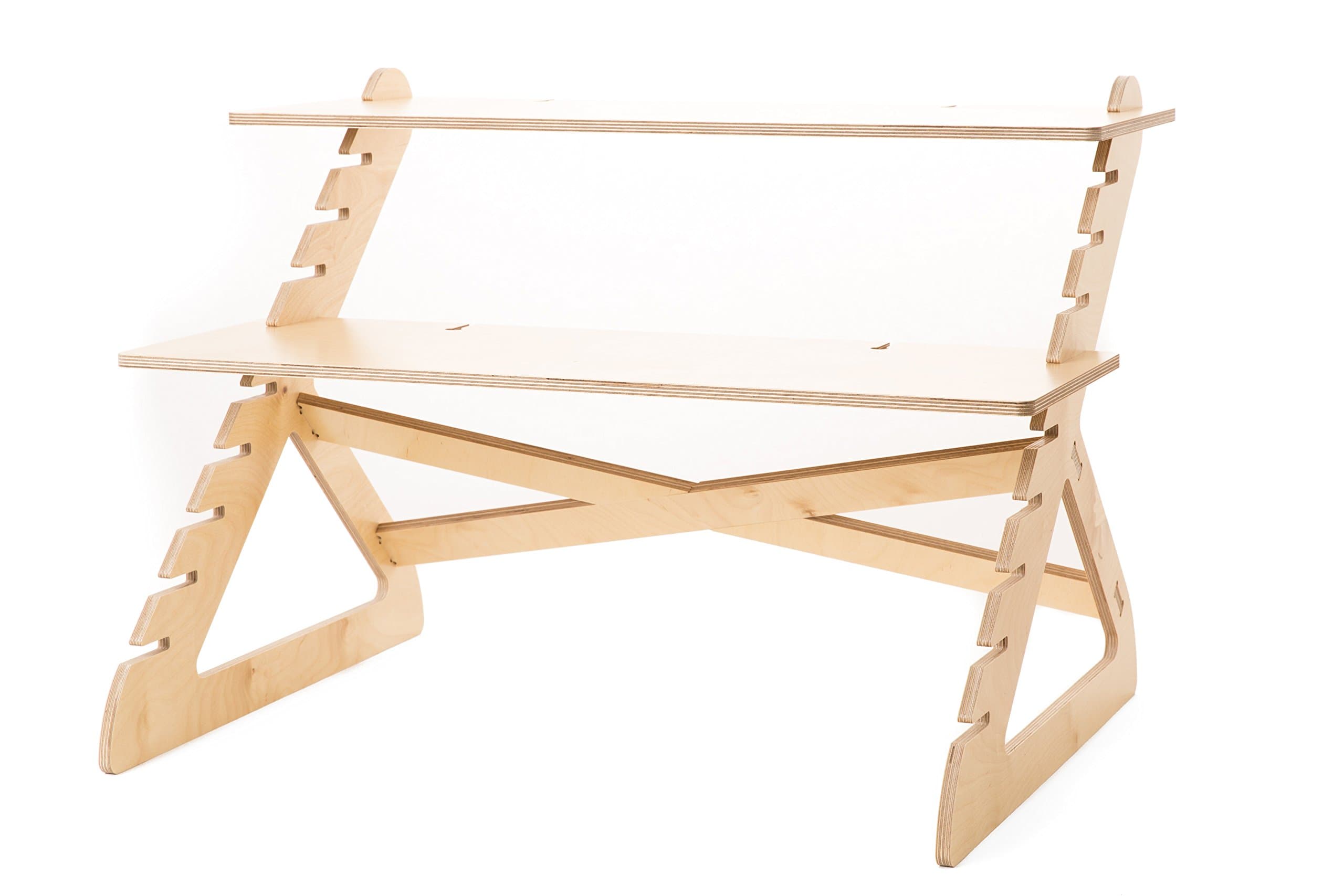 Readydesk 2 - Adjustable Standing Desk - Converts Any Desk to A Dual Monitor Stand Up Desk - Designed and Made in USA of Sustainable Birch Wood - Birch Color