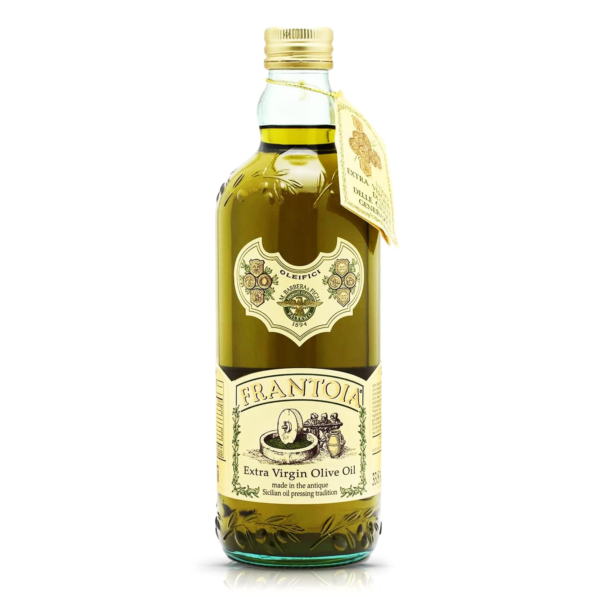 Frantoia Extra Virgin Olive Oil, 33.8 fl oz (1 Liter) – Award-Winning Sicilian EVOO Made from Biancolilla, Nocellara del Belice & Cerasuola Olives – Cold-Pressed within 24 Hours for Fresh, Fruity Flavor