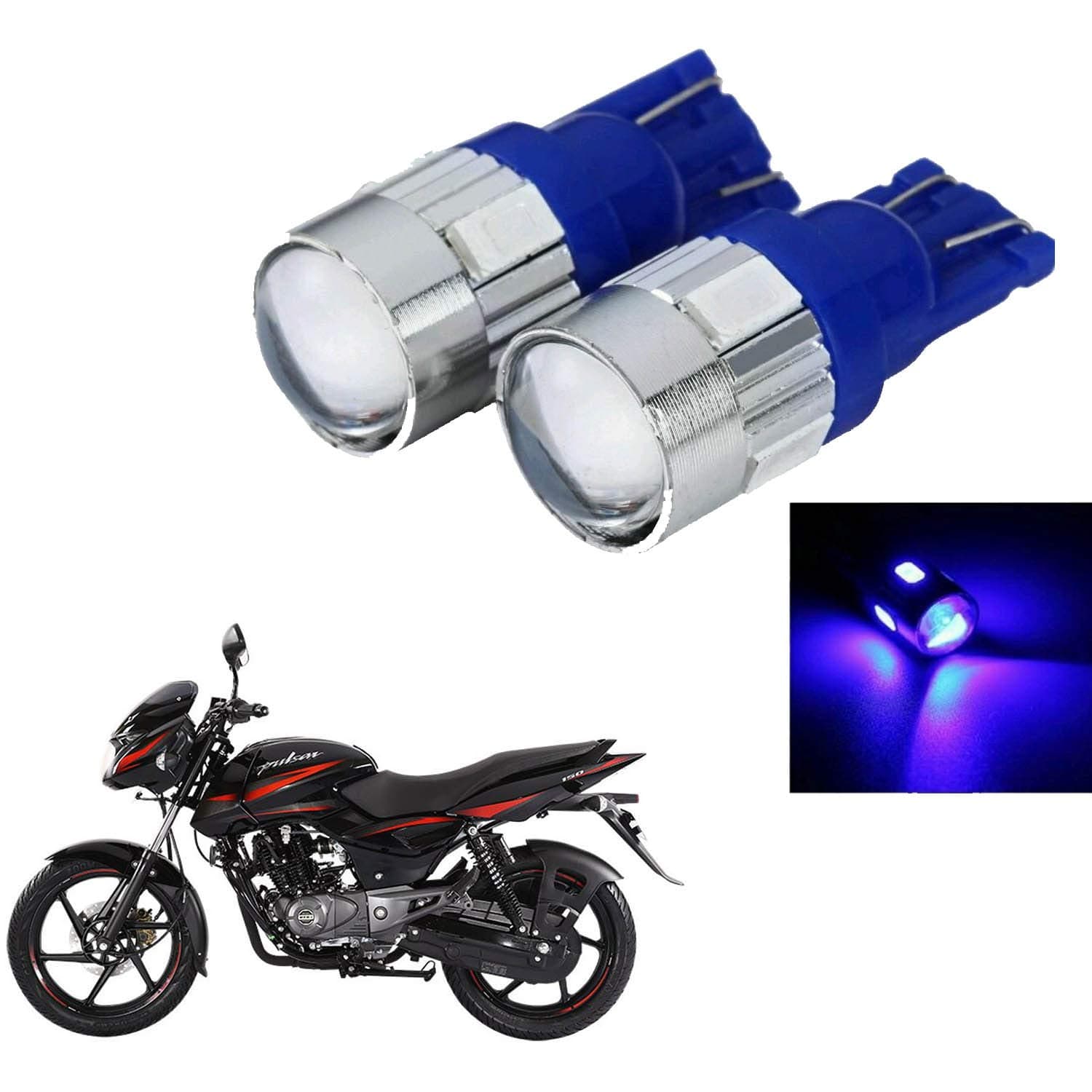 2pcs Parking Light 8 SMD Super Bright Interior Pilot License Plate Dome Indicator Lamp Bulb for Bajaj Pulsar 150 (Blue), LED