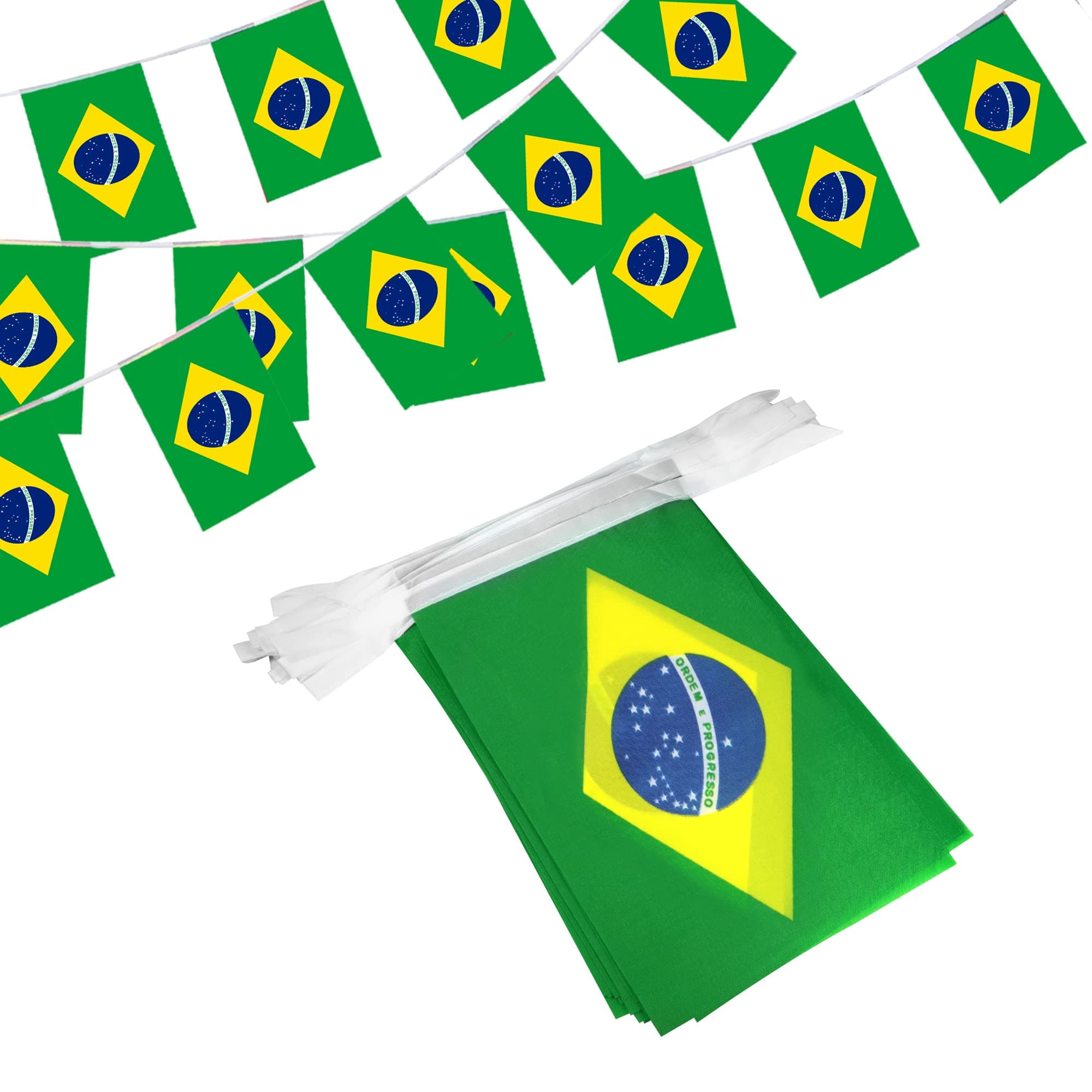 Anley Brazil String Flag Pennant Flags, Patriotic Events 7th of September Independence Day Decoration Sports Bars - 33 Feet 38 Flags