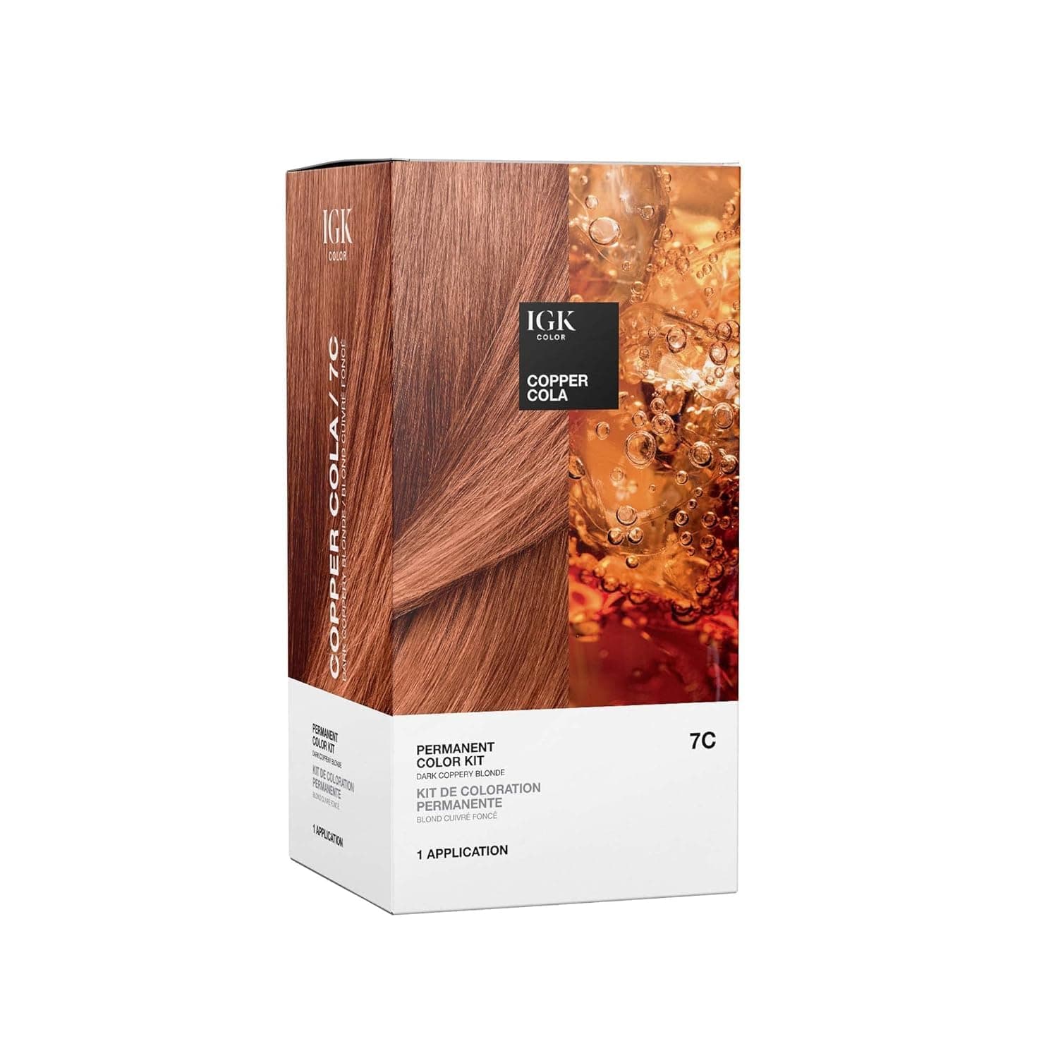 Permanent Hair Dye Color Kit | 7C Copper Cola - Dark Coppery Blonde | 100% Gray Color Coverage + Strengthen + Shine | Ammonia Free