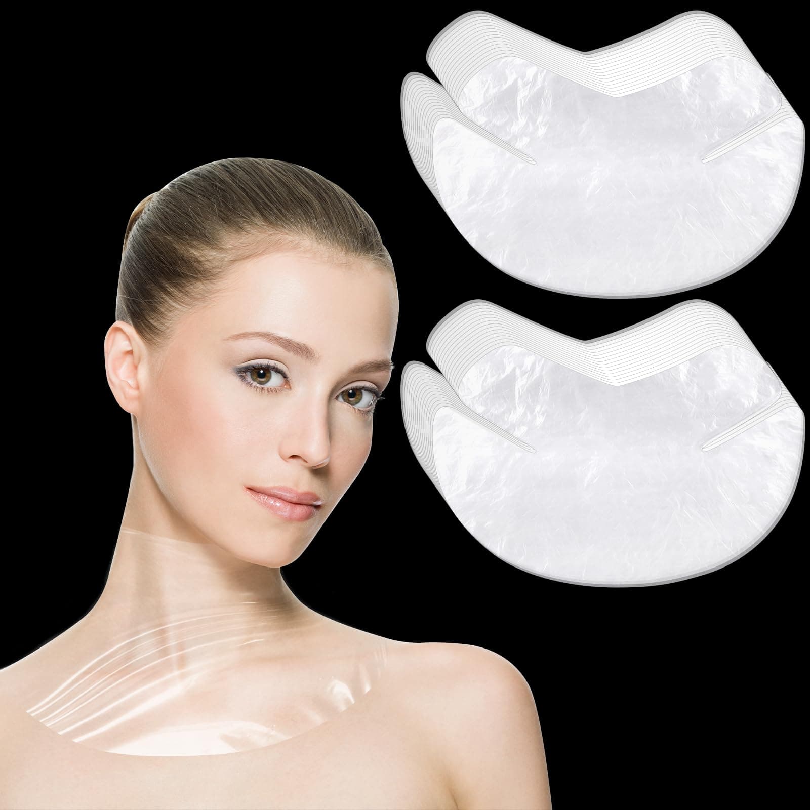200 Sheet Disposable Neck Wrinkle Mask for Lock in Moisture Plastic Neck Mask Paper Sheets Wrapped Cling Mask Cover Film Patches Neck Tightening Mask for DIY Skin Care Moisturizing Firming