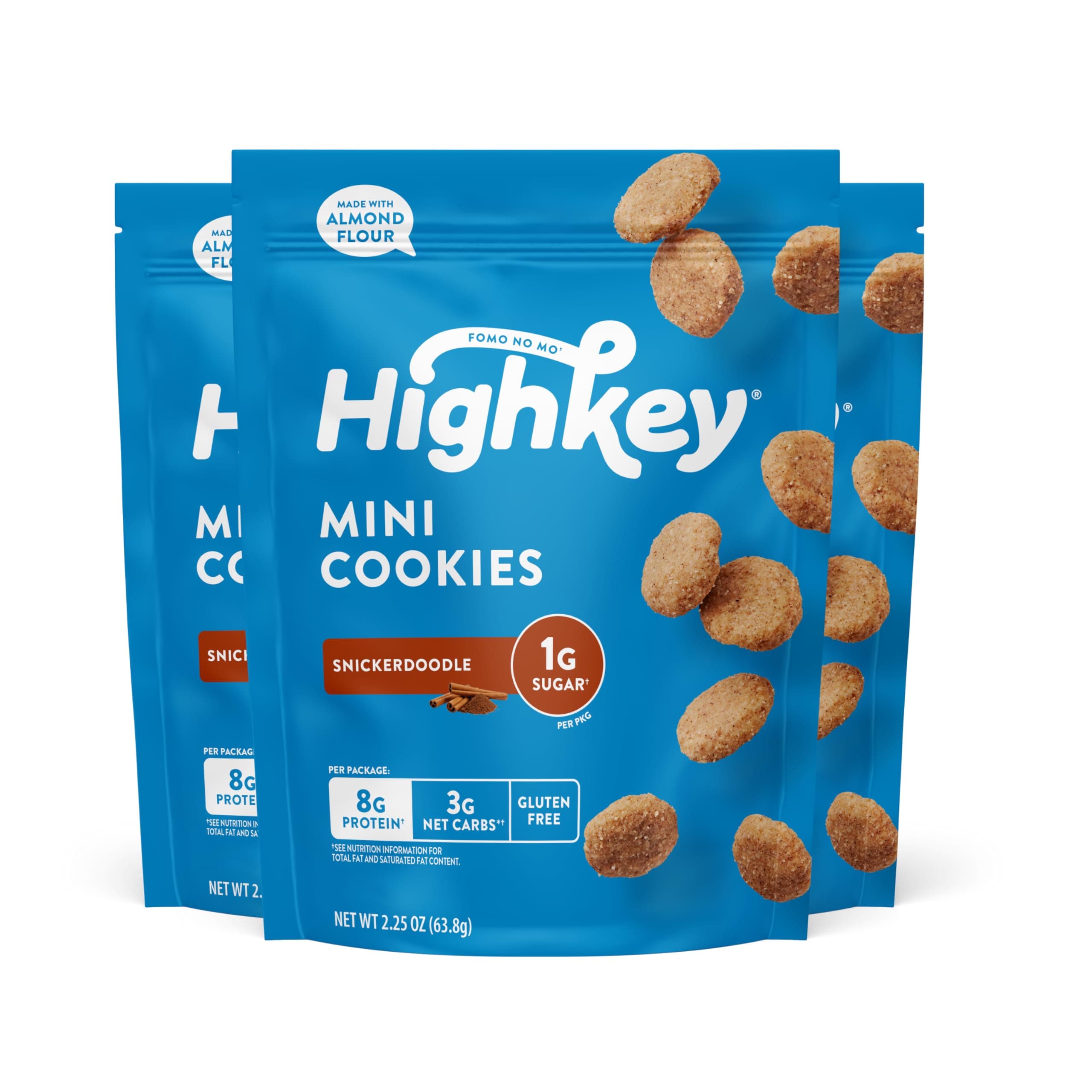 HighKey Low Carb Snickerdoodle Cookie - Keto Snacks Diabetic Desserts Diet Friendly Food Gluten Free Zero Carbs Treat Cinnamon Sweets Healthy Snack Foods Almond Flour Sugar Free Cookies 3Pack