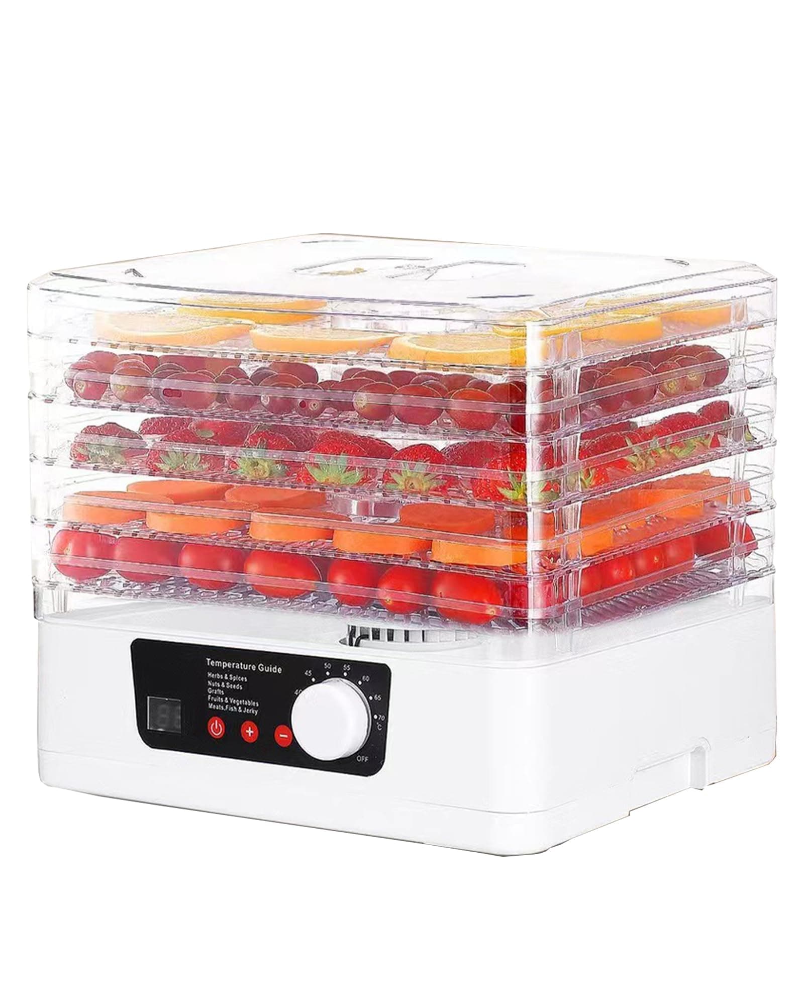 ALLESM Food Dehydrator Machine, 70℃ Temperature Control, 5 BPA-Free Stackable Tray, with Powerful Drying Capacity for Jerky, Fruit, Meat, Veggies, Dog Treats, Herbs, Yogurt
