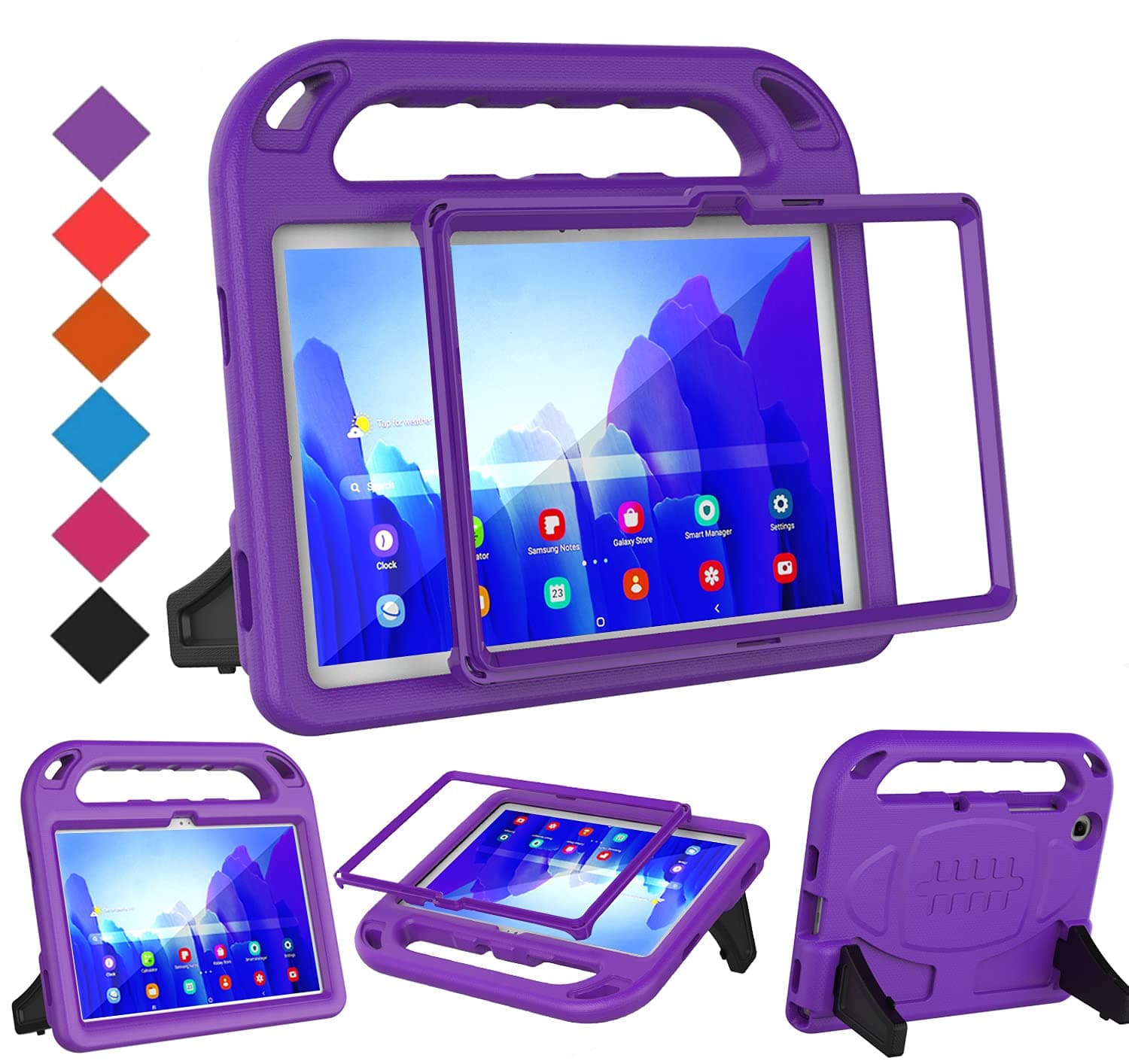 BMOUO Kids Case for Samsung Galaxy Tab A7 10.4 inch 2022/2020 (SM-T500/T503/T505/T507) - with Built-in Screen Protector, Shockproof Light Weight Handle Stand Galaxy Tab A7 10.4 Case for Kids, Purple