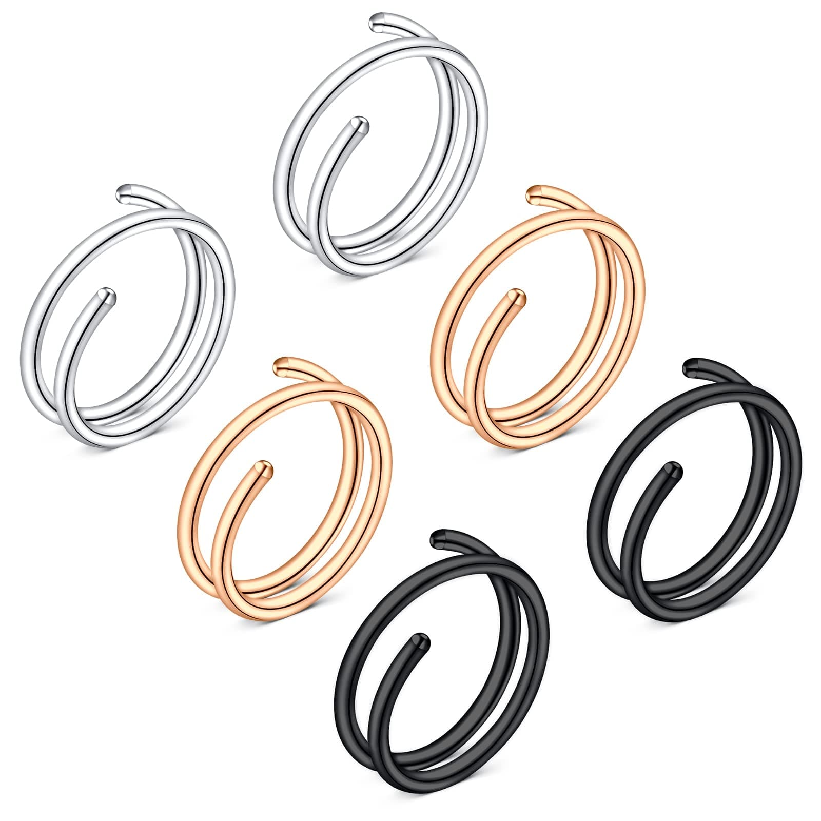 Nose Rings - Double Hoop Nose Rings for Single Piercing