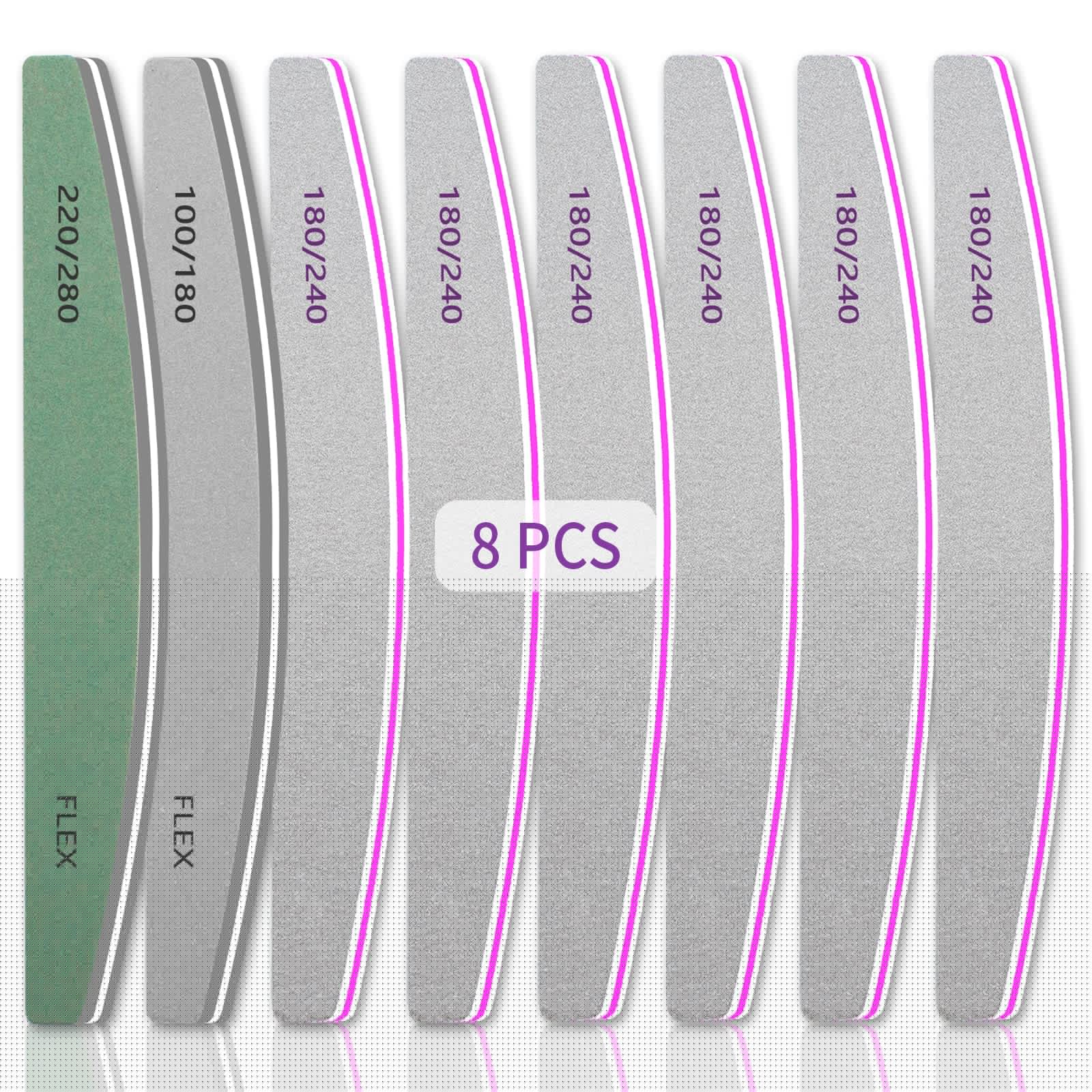 8 Pcs Nail File and Buffer Set, 180/240 Nail File Buffer for Natural Nails, Nail Files and Buffers Multifunctional, Nail Filer and Buffer Set Double Sided, Nail Buffing Block for Natural Nails