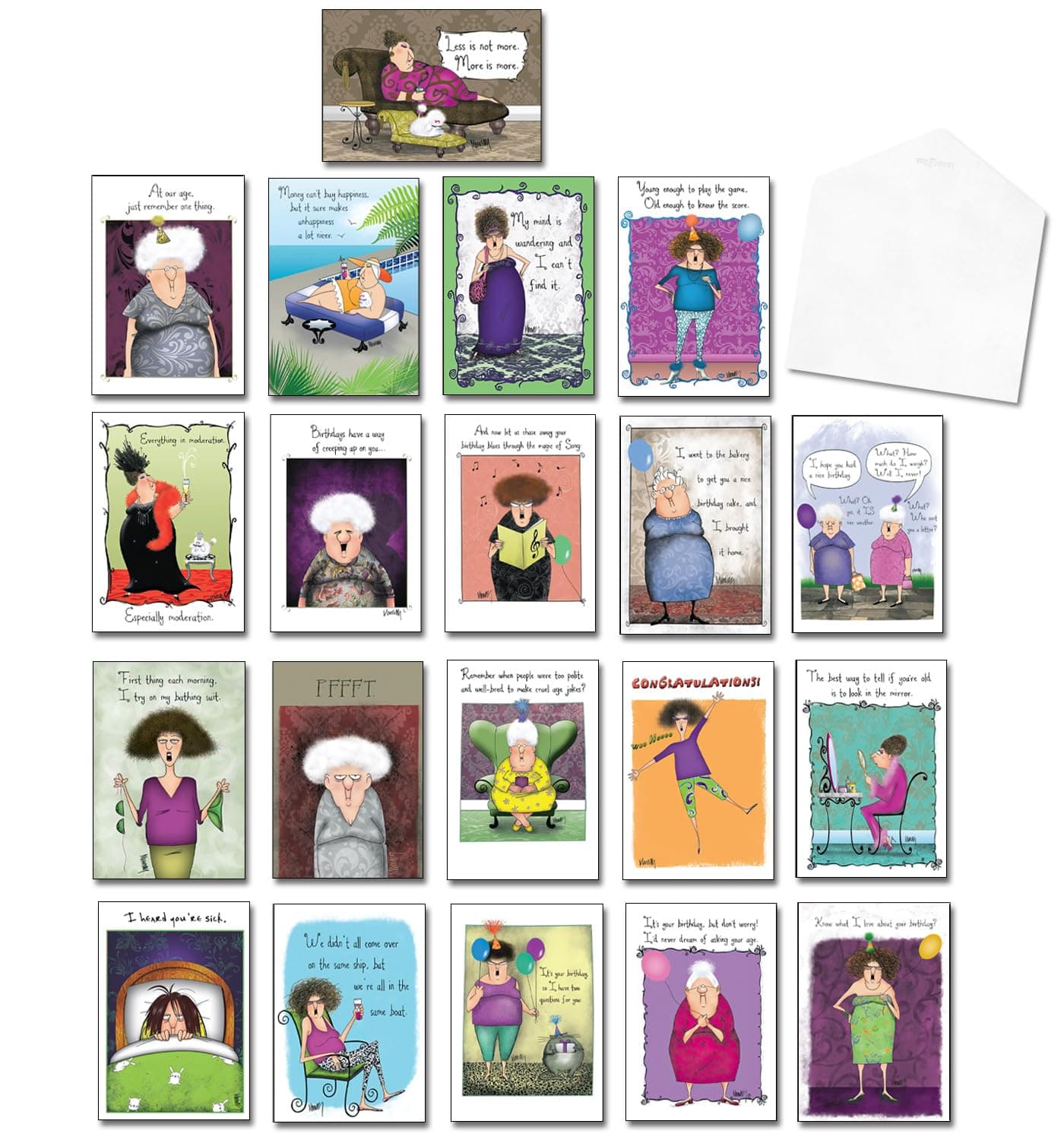 Leanin' Tree Greeting Cards - Laugh With Leslie by Leslie Moak Murray - 20 Greeting Cards with Full-color Interiors and Designed Envelopes