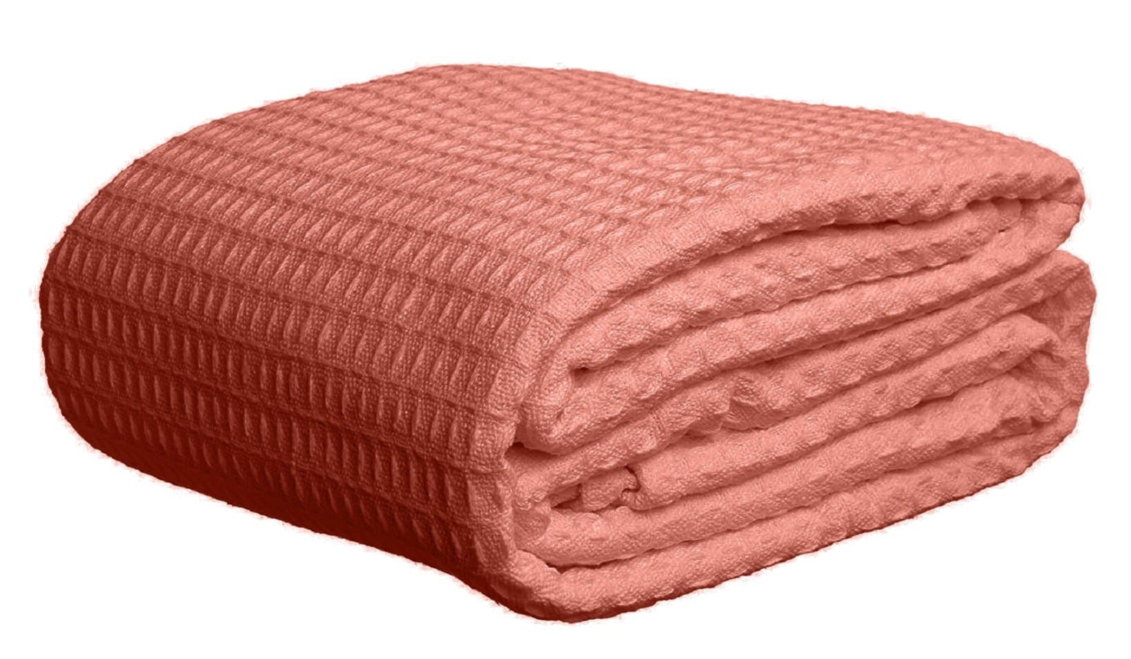Deluxe 100% Soft Thermal Waffle Weave Blanket - Twin Size - Rose