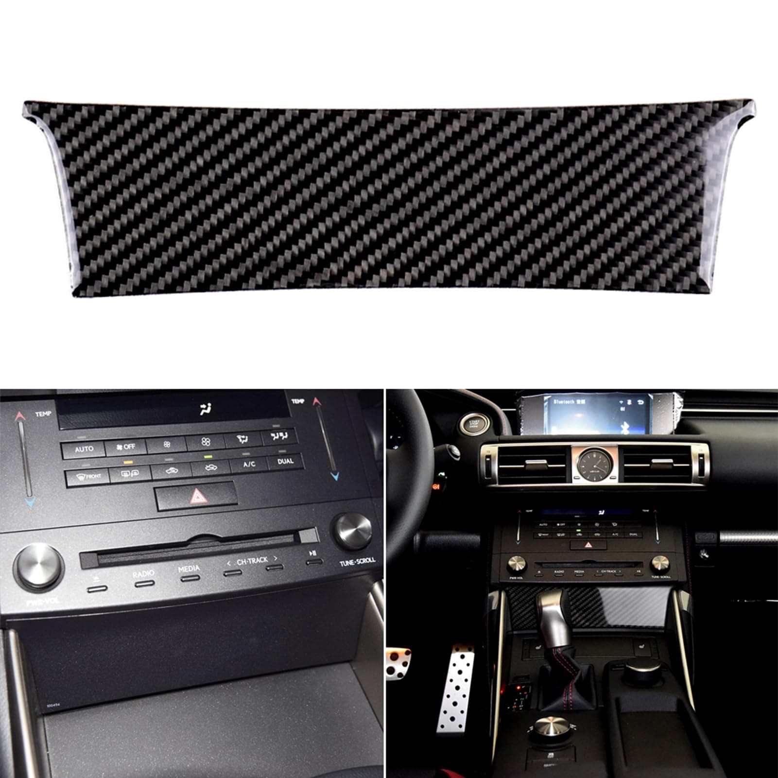 NVCNX Car Dashboard Dash Trim Cover Decal Compatible with Lexus IS250 2014 2015 / IS200t 2016 2017 / IS300 2016-2020 / IS350 2014-2020 Carbon Fiber Interior Trim Accessories Black - A