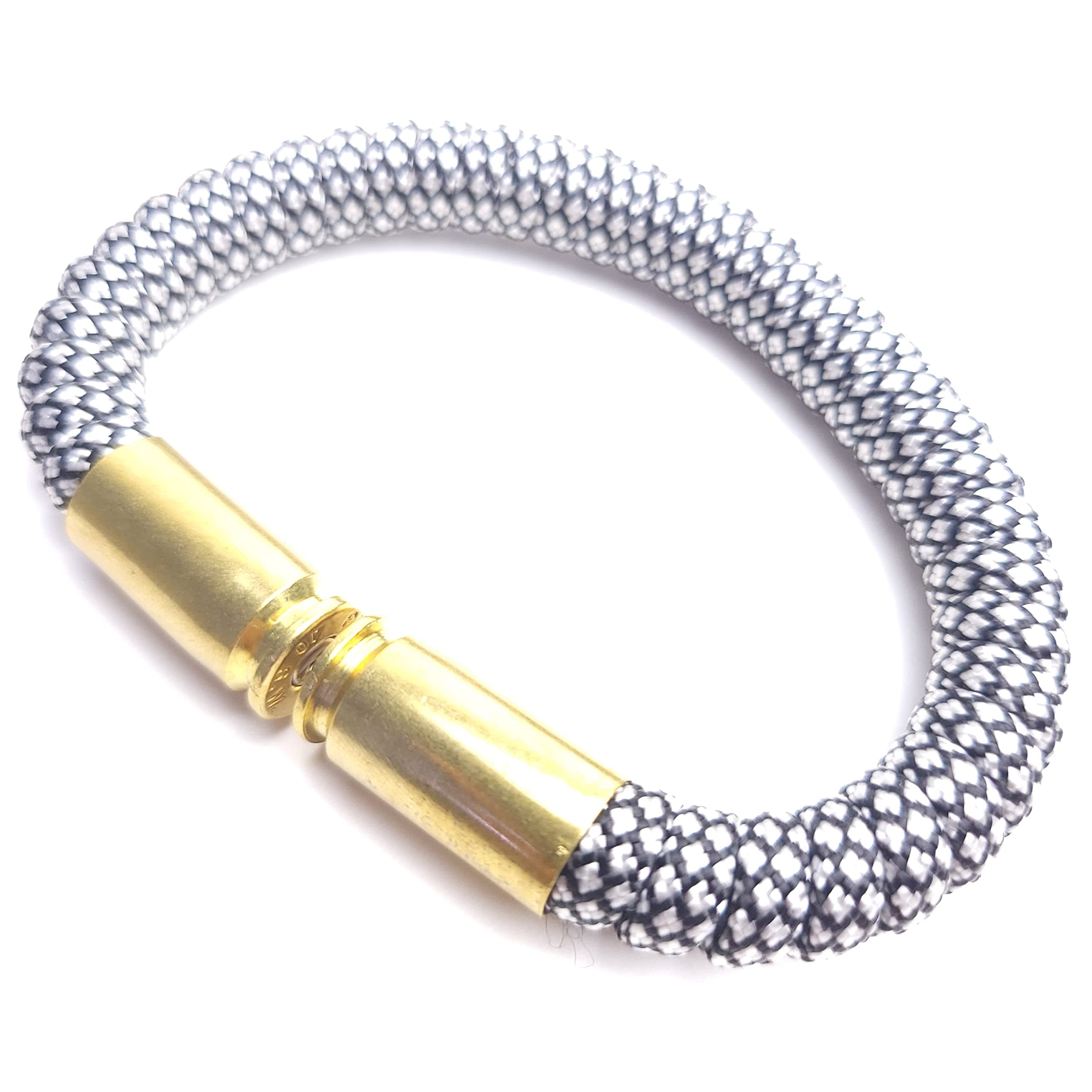 White Diamonds Paracord 40 Caliber Bullet Casing Bracelet