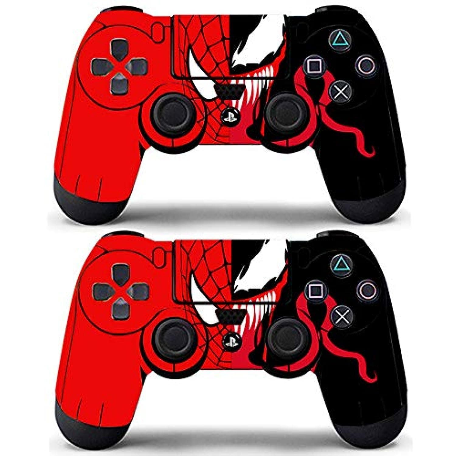 2 Pack Controllers Skin Covers Vinyl Stickers Decal Compatible with PS4 Controller Remote Spider Red
