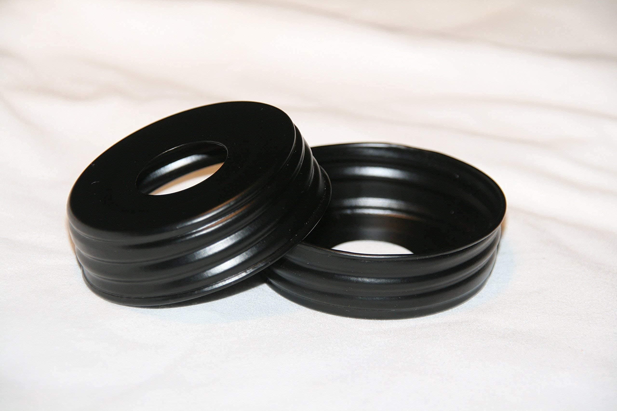 Black Mason Jar Lids 12ct - No Rust - Pre-Drilled for Your DIY Soap Dispenser/Tissue Holder/Toothbrush/Tools