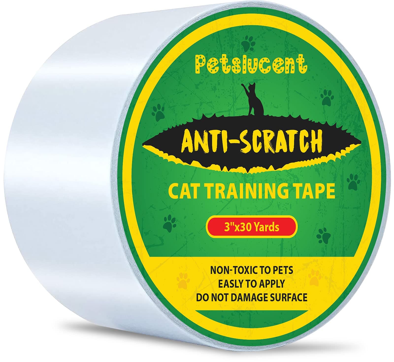 Petslucent Cat Scratch Furniture Protector Tape, Cat Anti Scratch Training Tape, Double Sided Clear Sticky Paws Guards for Carpet, Sofa, Couch, Door (3''x 30 Yards)