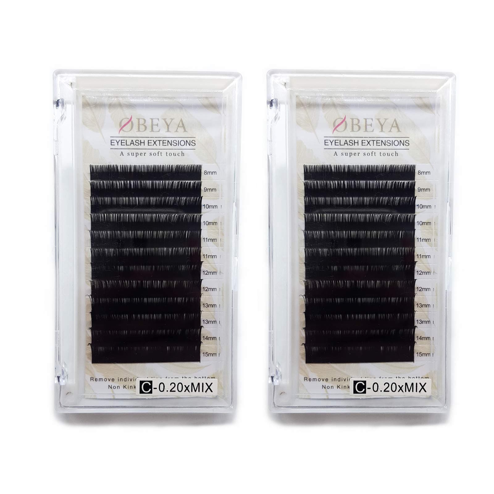 Eyelash Extensions 0.05/0.07/0.10/0.15/0.18/0.20/0.25mm C/D Curl Individual Eyelash Extensions Silk Faux Mink Eyelash Extensions Cluster 8-15mm Mixed Tray for Salon by OBEYA… (2-trays-C-0.20, 8-15mm)