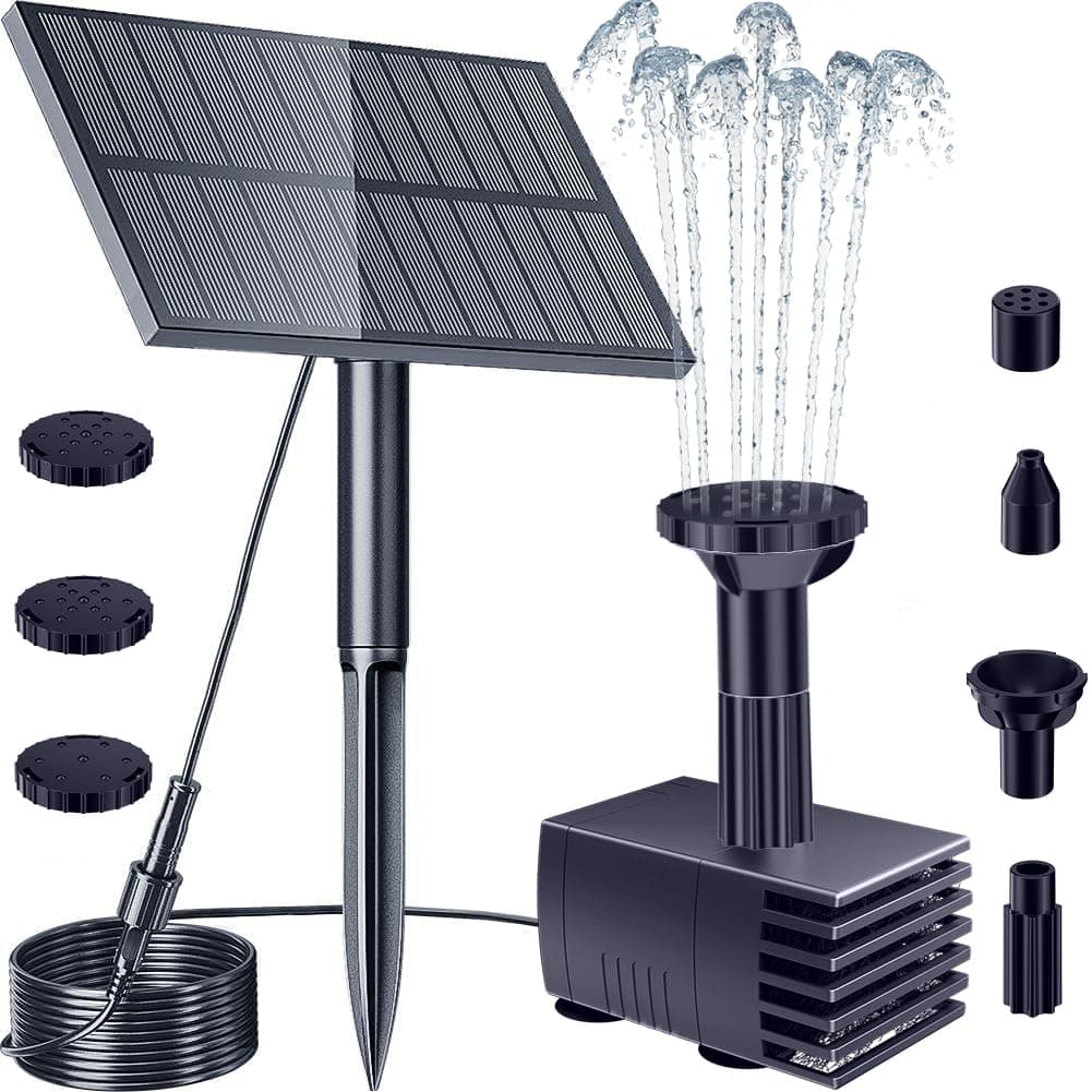 Biling Solar Water Pump Outdoor, Upgraded Solar Pond Pump Kit with Stake, Solar Powered Water Pump for Bird Bath, Garden, Backyard, Pool, Fish Tank