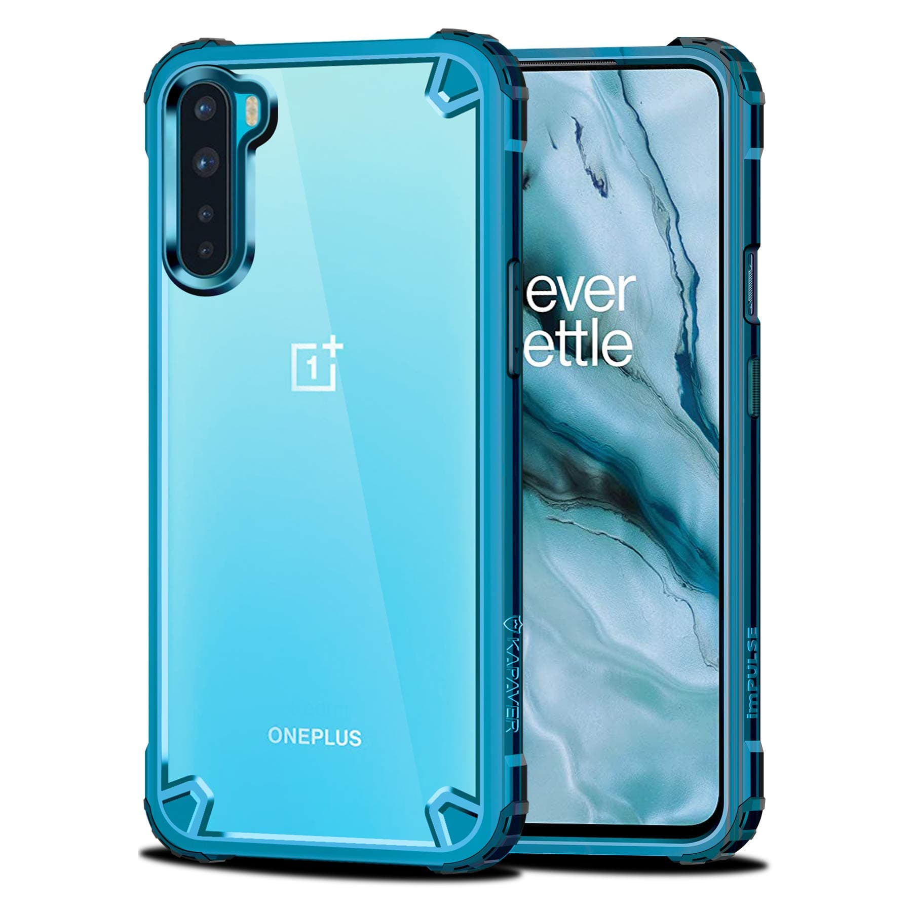 KAPAVER® Impulse Transparent Hybrid Hard PC Back TPU Bumper Impact Resistant Protection Back Cover Case for OnePlus Nord/One Plus Nord (Sea Blue)