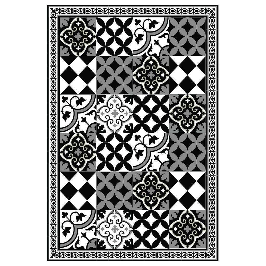 Black $ white Kitchen vinyl mat Carpet Tiles Pattern Decorative linoleum rug, 313