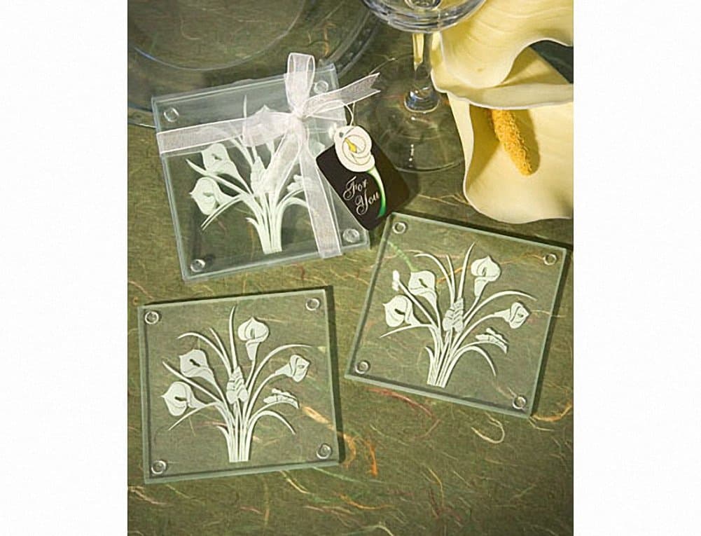 6 Calla Lily Bouquet Design Glass Coaster