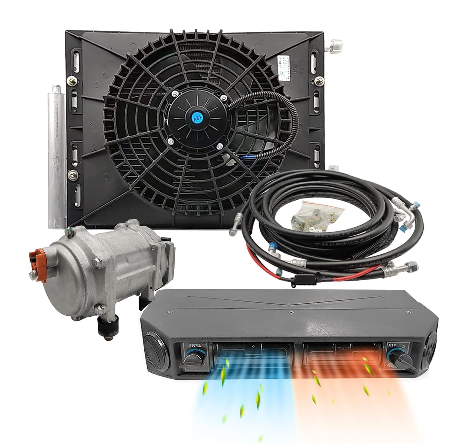 Universal 12V Air Conditioning Under Dash AC Kit 10000btu 12 volt Air Conditioner for Car Van Auto RVs Truck Electric Air Conditioning Heating and Cooling Energy Saving