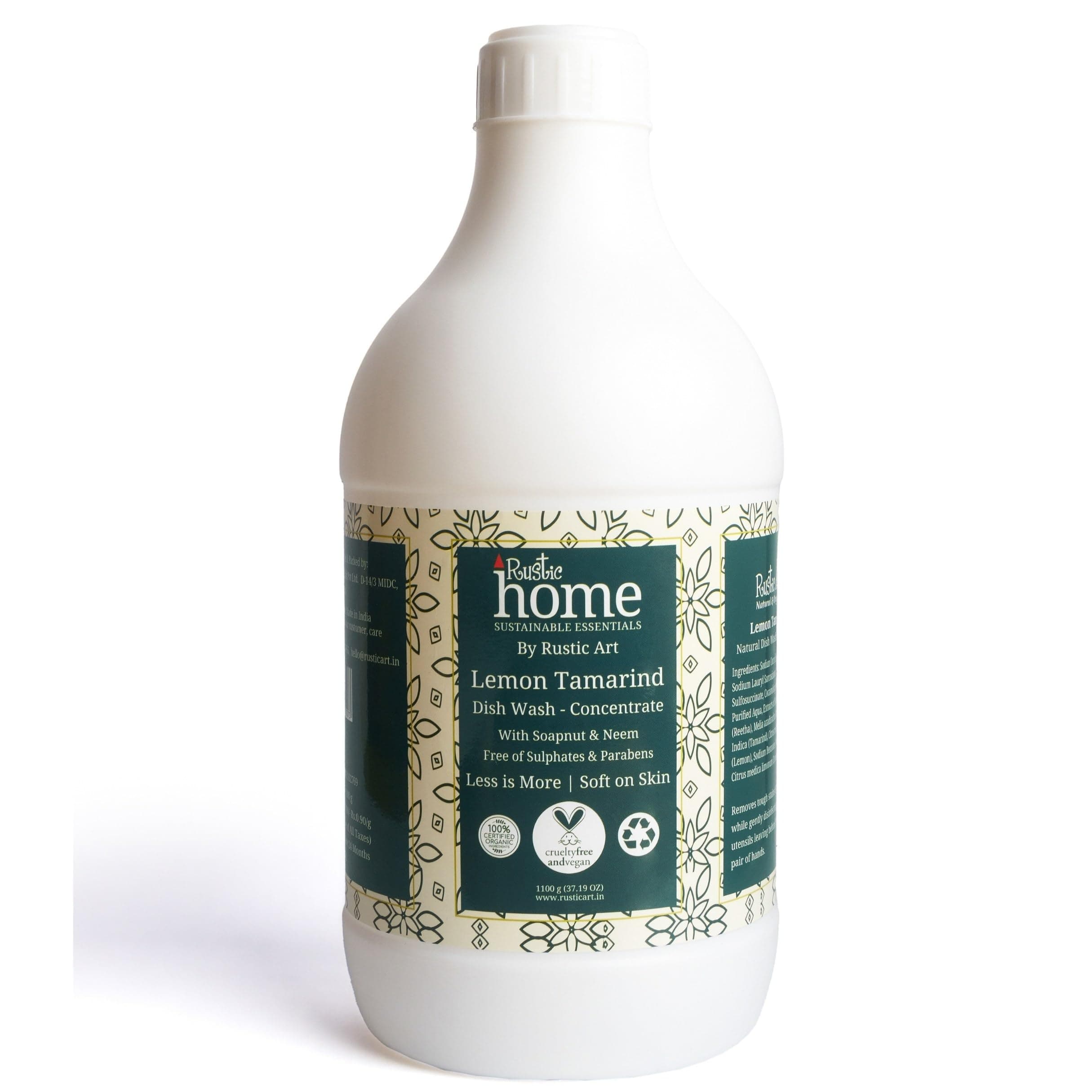 Home Lemon Tamarind Dish Wash Concentrate with Soapnut & Neem | Converts to 11 litres liquid, refill pack | Natural & Toxin free |(1100g (Pack of 1))