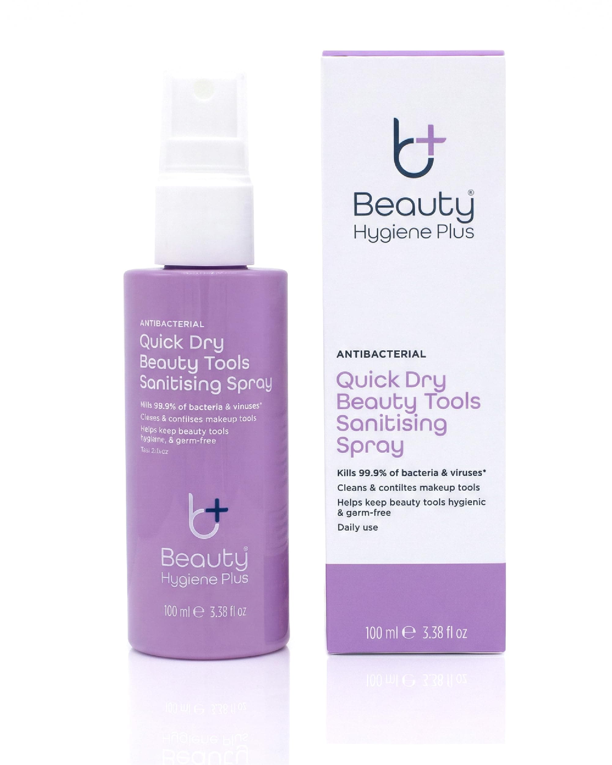 Quick Dry Antibacterial Beauty Tools Sanitising Spray 100ml – Cleans & Refreshes Tweezers, Lash Curlers & More – Supports Daily Makeup Brush Cleaner Solution by Beauty Hygiene Plus
