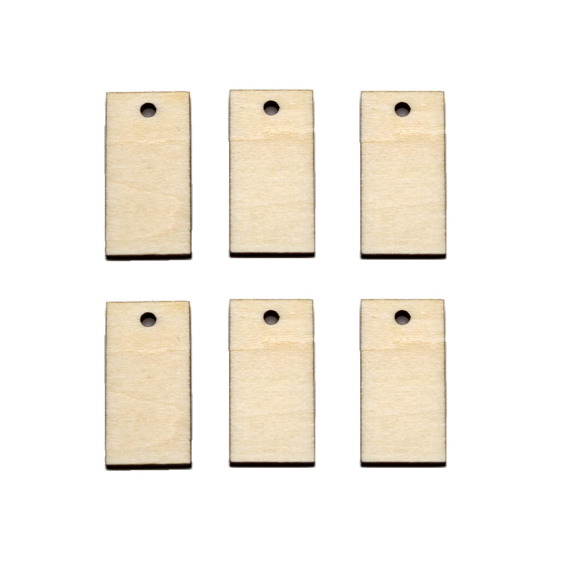 50pcs 1.5" (Tall) X 1/8" inch Wooden Rectangle ONE 2mm Hole Unfinished Wood Craft for DISKS,Tags,Earrings,Wedding,Family Birthday Calendar,Plaque,Jewelry DIY