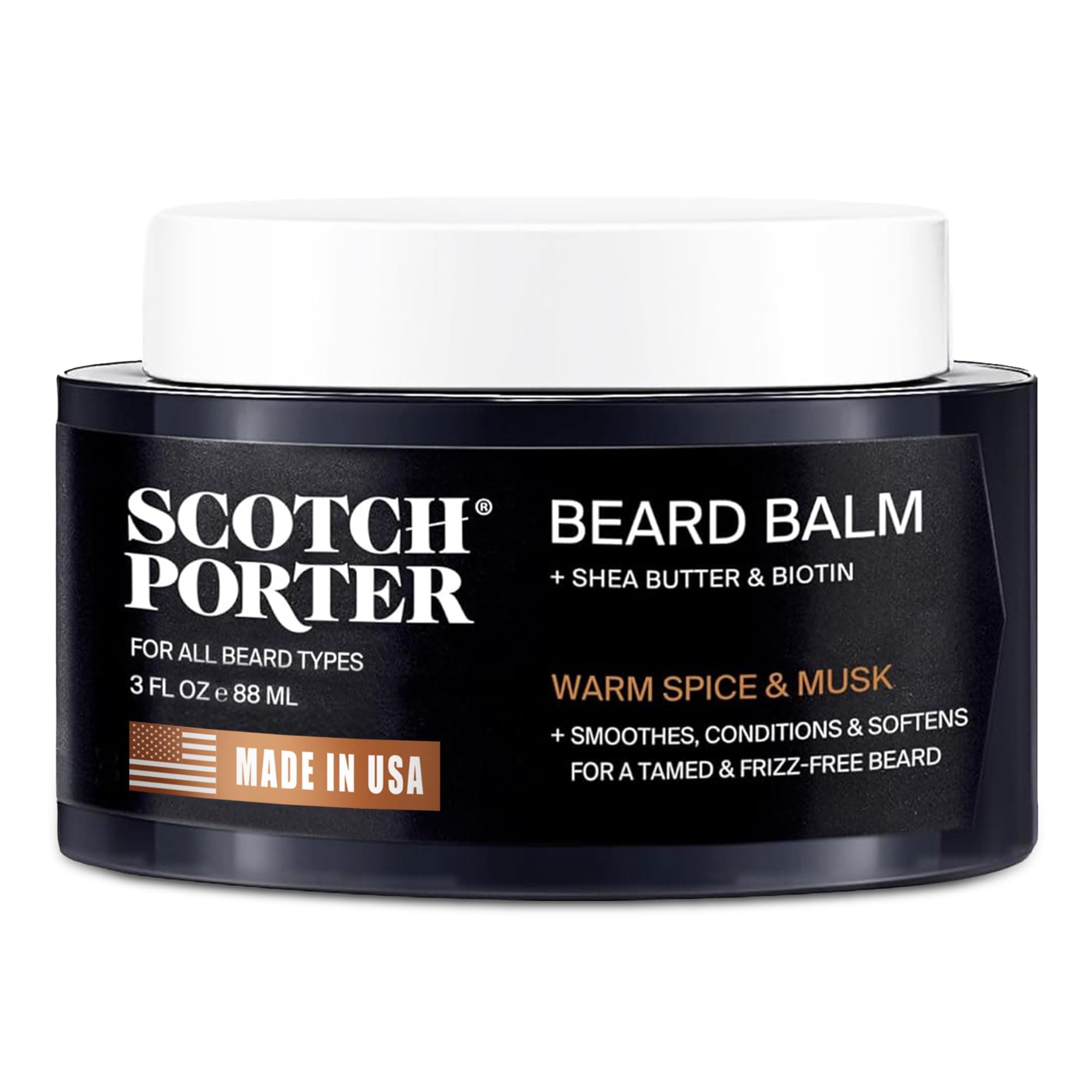 Conditioning Beard Balm – Smooth, Shape, Moisturize & Soften Coarse, Dry Facial Hair while Encouraging Growth for a Fuller/Healthier-Looking Beard – Original Scent, 3 oz. Jar