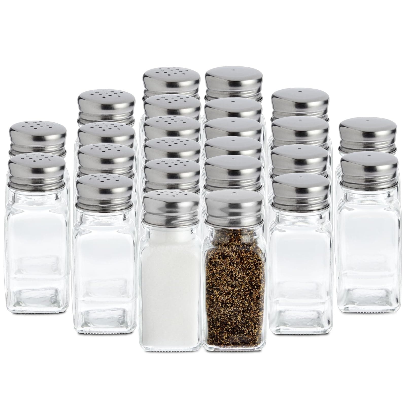 Juvale 24 Pack Glass Salt and Pepper Shakers Bulk Set - Restaurant Salt and Pepper Shakers - Spice Containers for Restaurant (2 Oz, Clear)