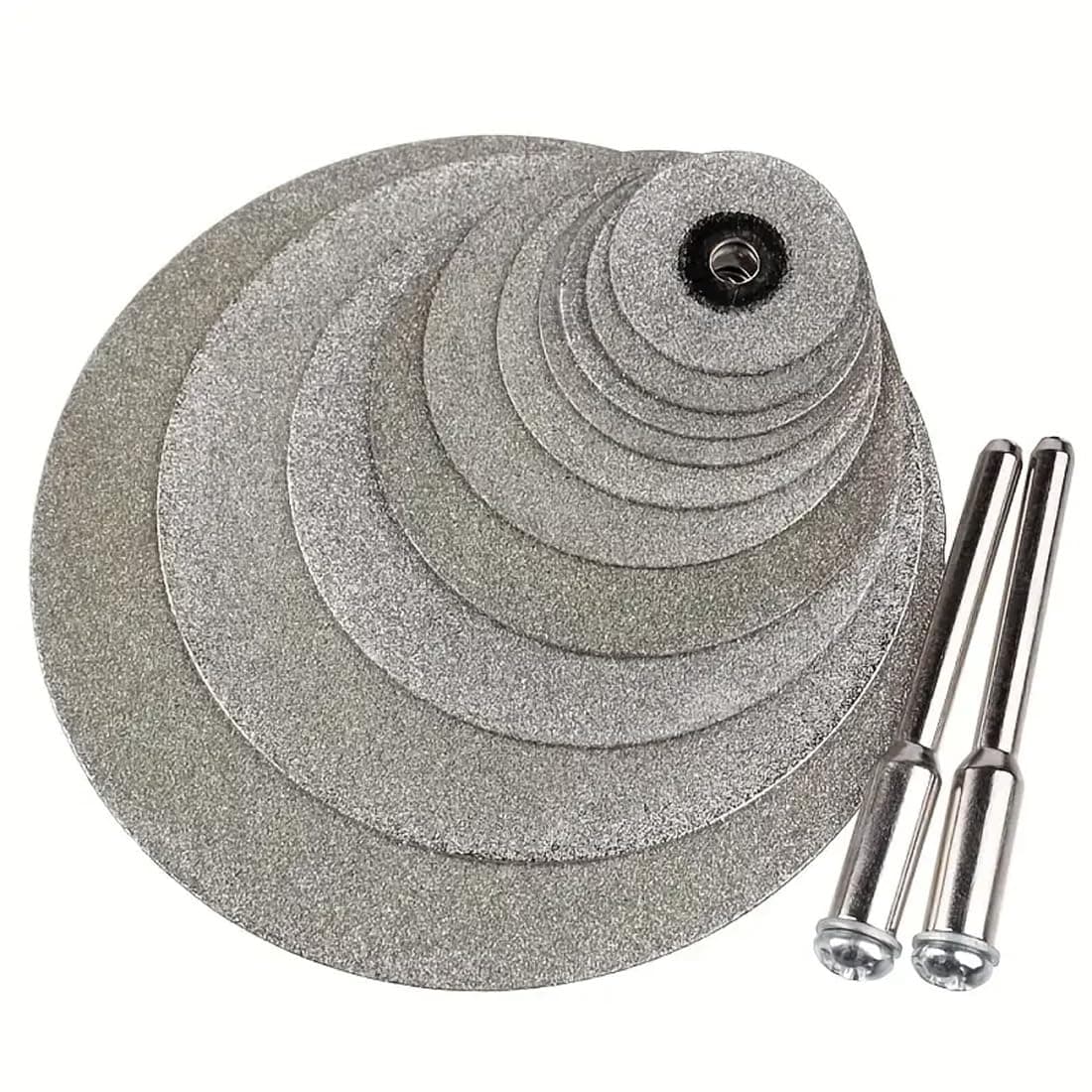 10Pcs Assorted Small Diamond Cutting Wheel with Mandrel Cutoff Disc Blades Rotary Cutter Tool Kit for Metal Stone Tile, 16mm - 60mm Cutting Dia.