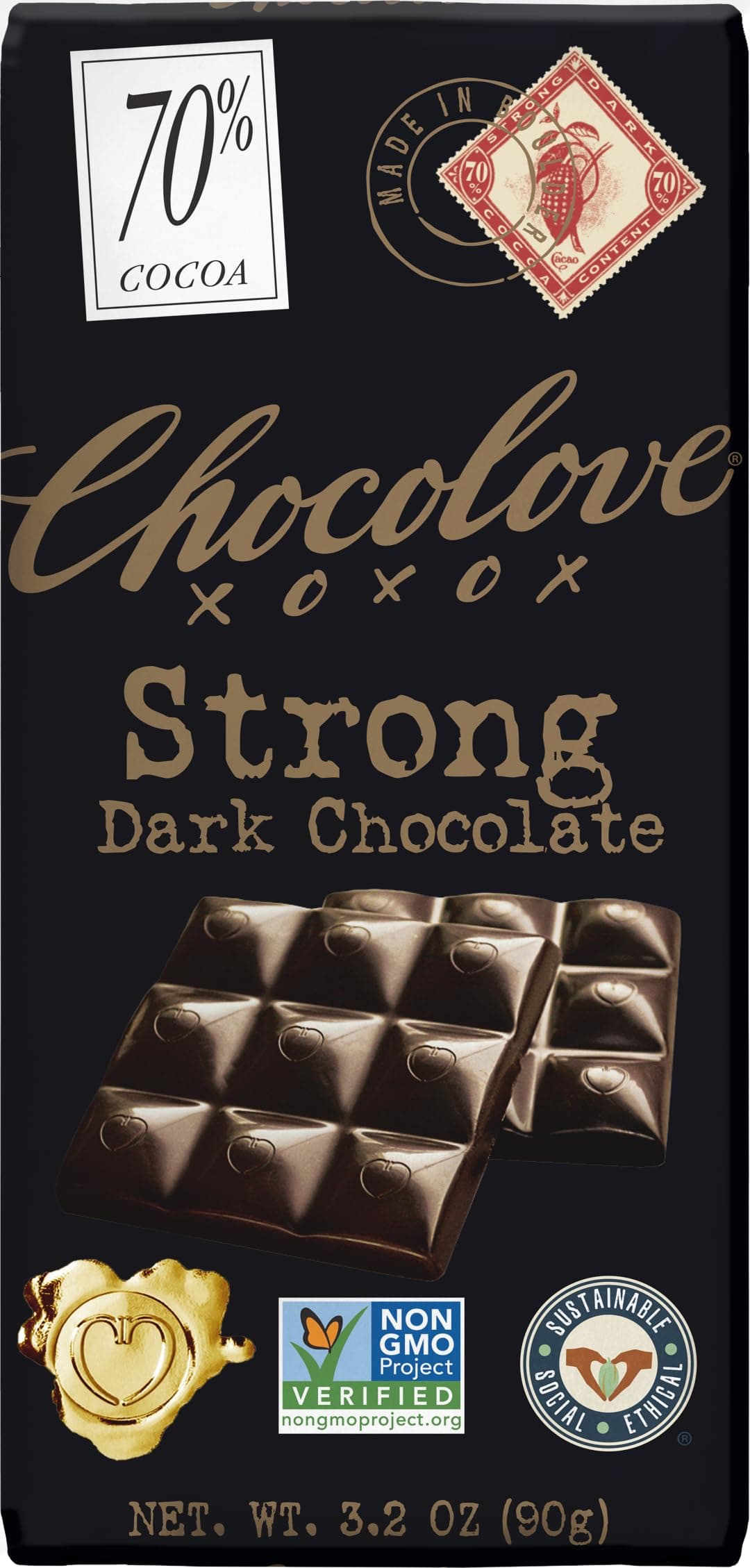 Chocolove, Bar Chocolate Dark Strong 70%, 3.2 Ounce