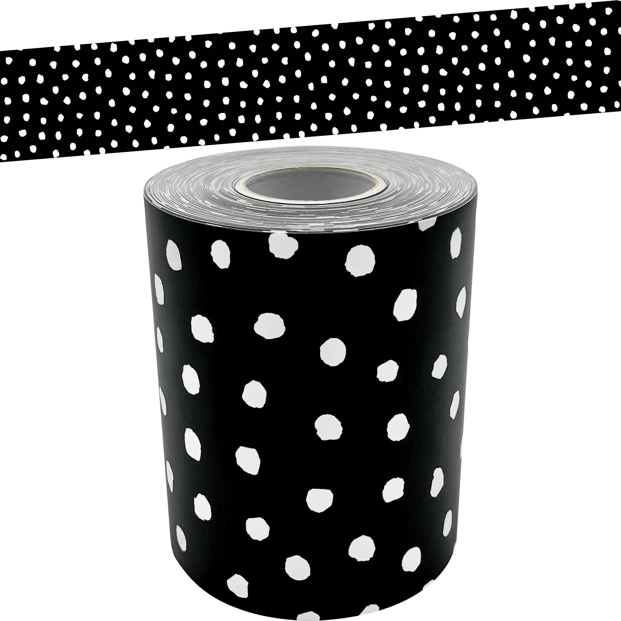 White Painted Dots on Black Straight Rolled Border Trim