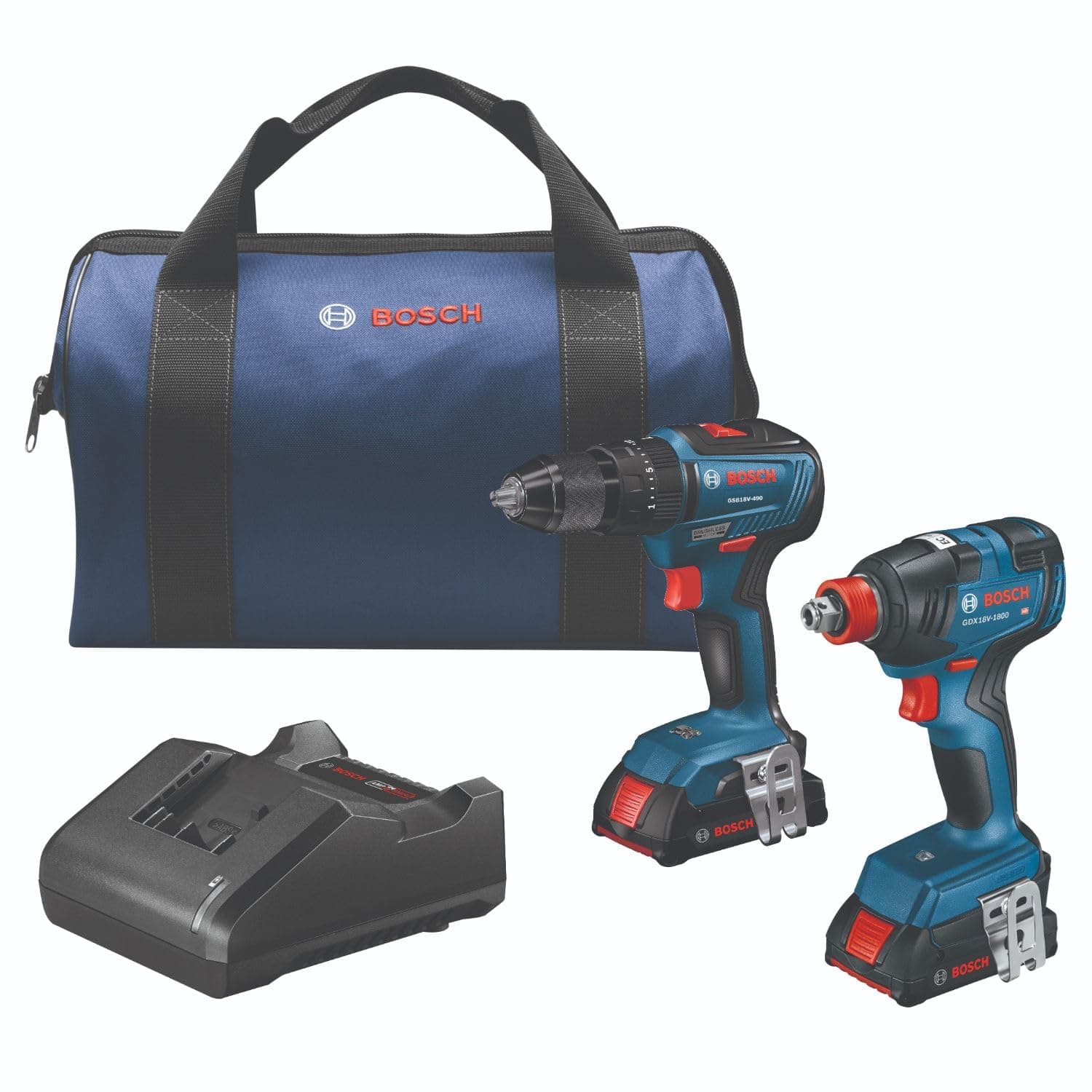 GXL18V-240B22 18V 2-Tool Combo Kit with 1/2 In. Hammer Drill/Driver, Two-In-One 1/4 In. and 1/2 In. Bit/Socket Impact Driver/Wrench and (2) 2 Ah Standard Power Batteries