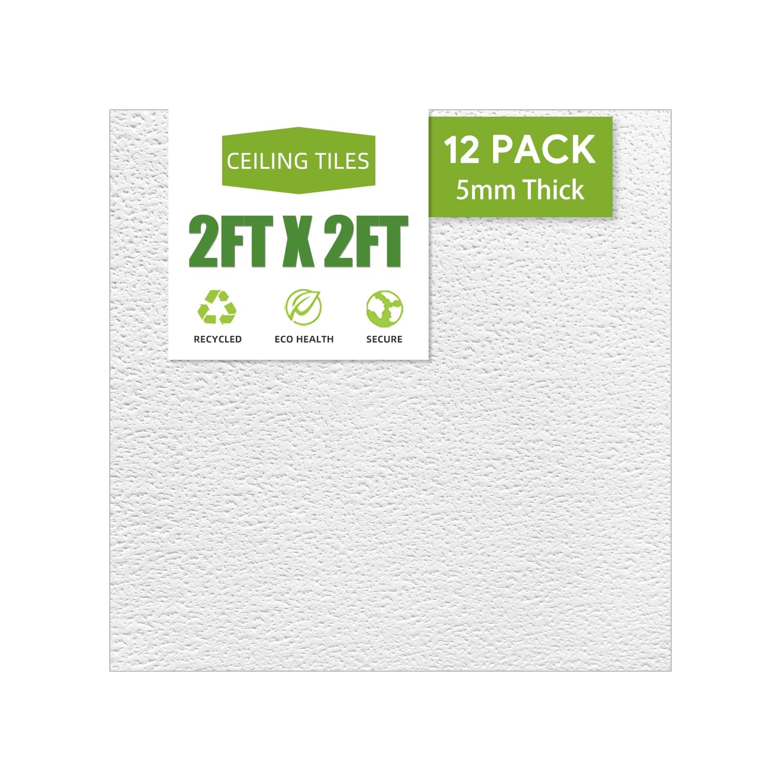 2ft x 2ft Drop Ceiling Tiles,Printed Pro Ceiling Tiles 24 x 24in. Waterproof, Washable and Fire-Rated - Reusable - High-Grade PVC to Prevent Breakage-Cover 48 Sq. Ft-Package of 12 Tiles